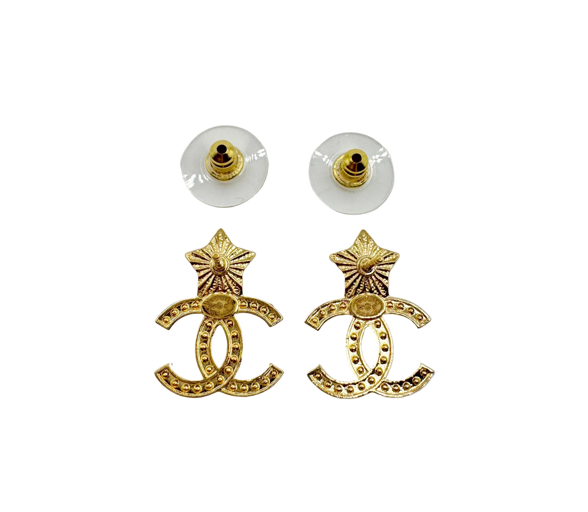 CHANEL Gold Star and CC Stud Earrings