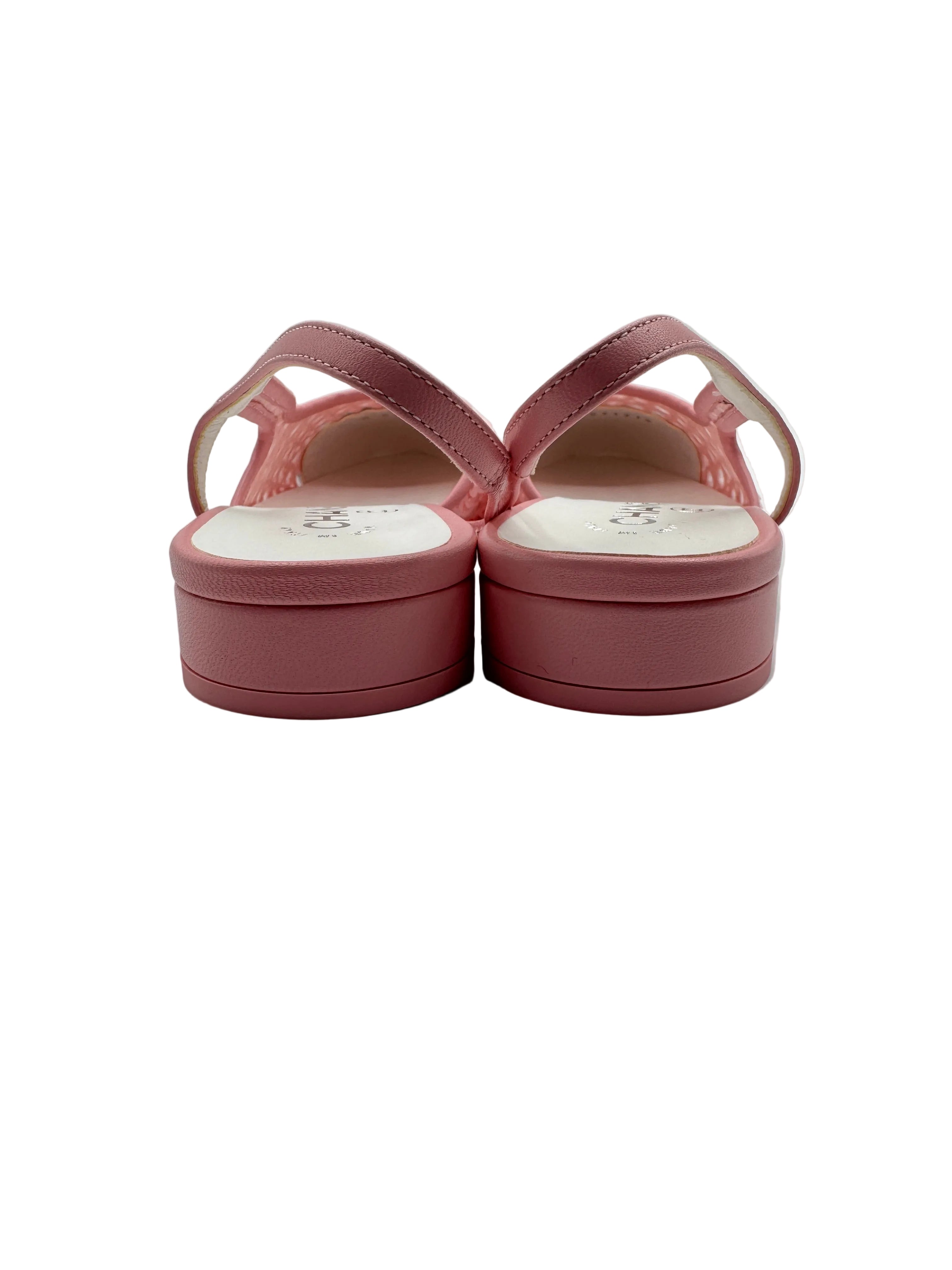 Chanel Pink Sequins Slingback Flats 