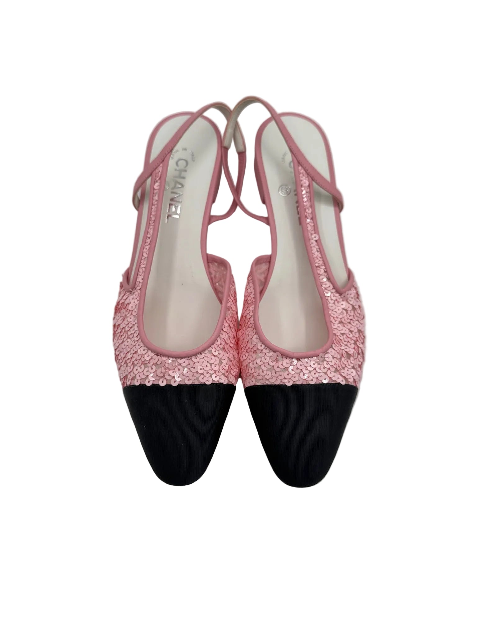 Chanel Pink Sequins Slingback Flats
