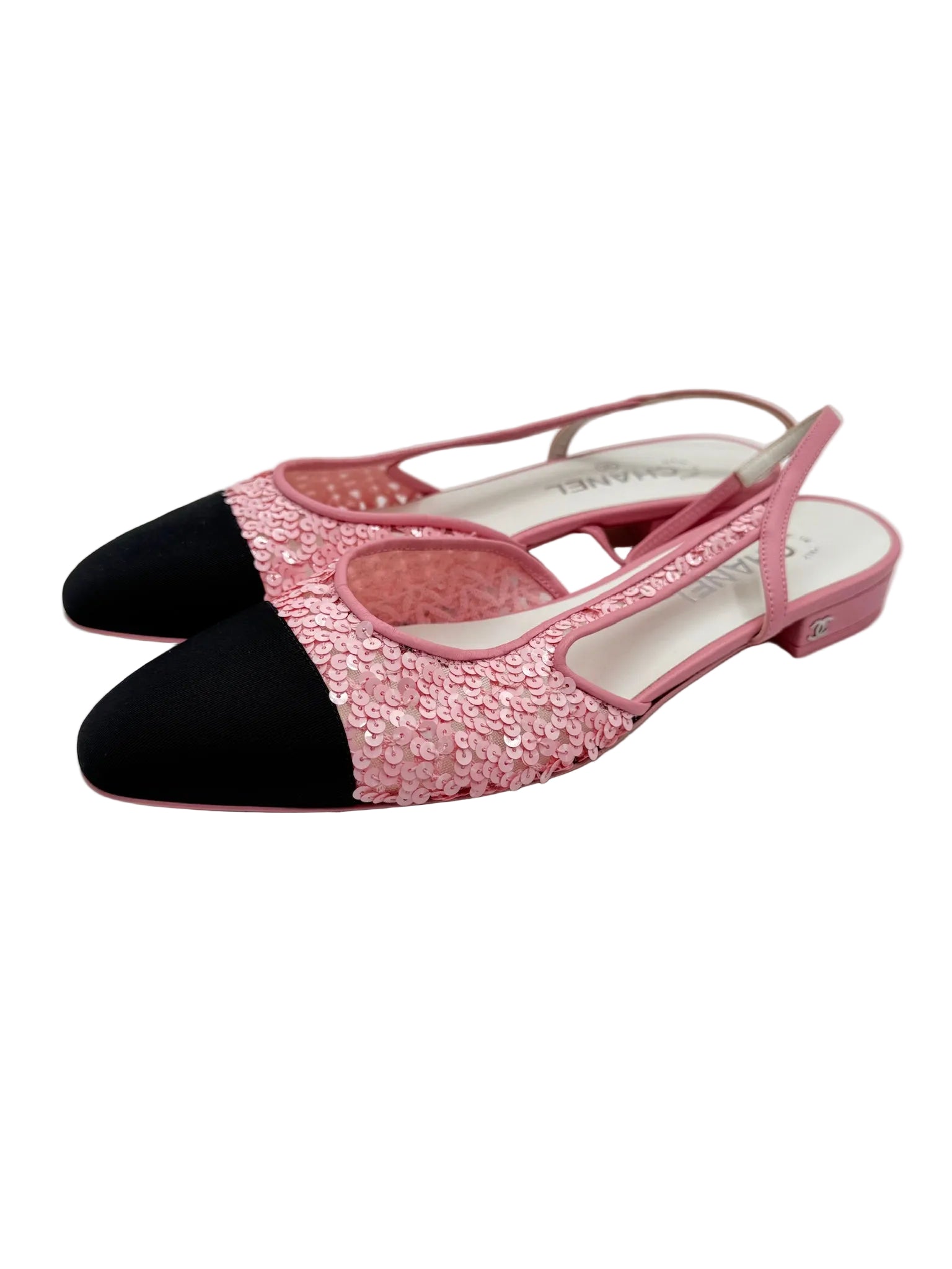 Chanel Pink Sequins Slingback Flats