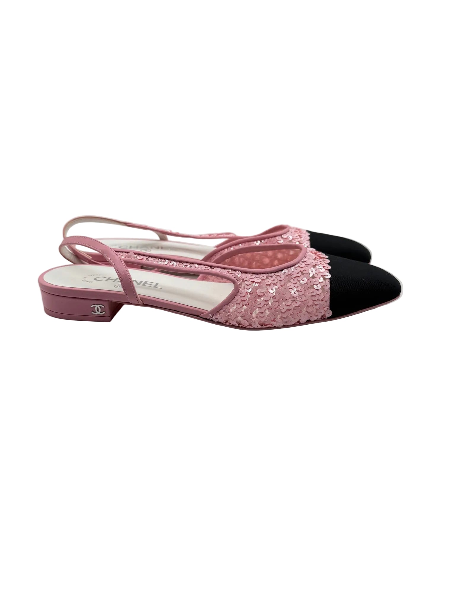 Chanel Pink Sequins Slingback Flats