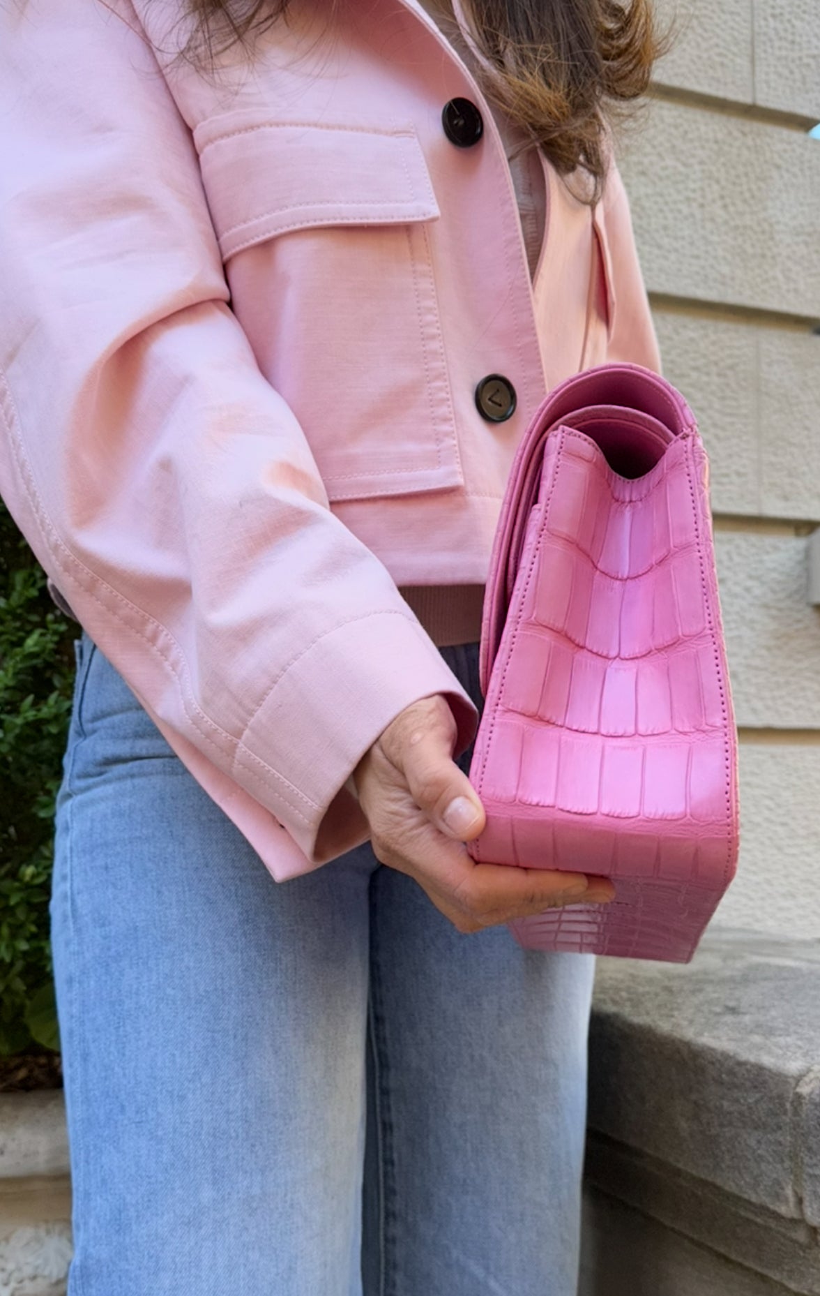 Chanel Pink Ombre Alligator Large Classic Double Flapbag