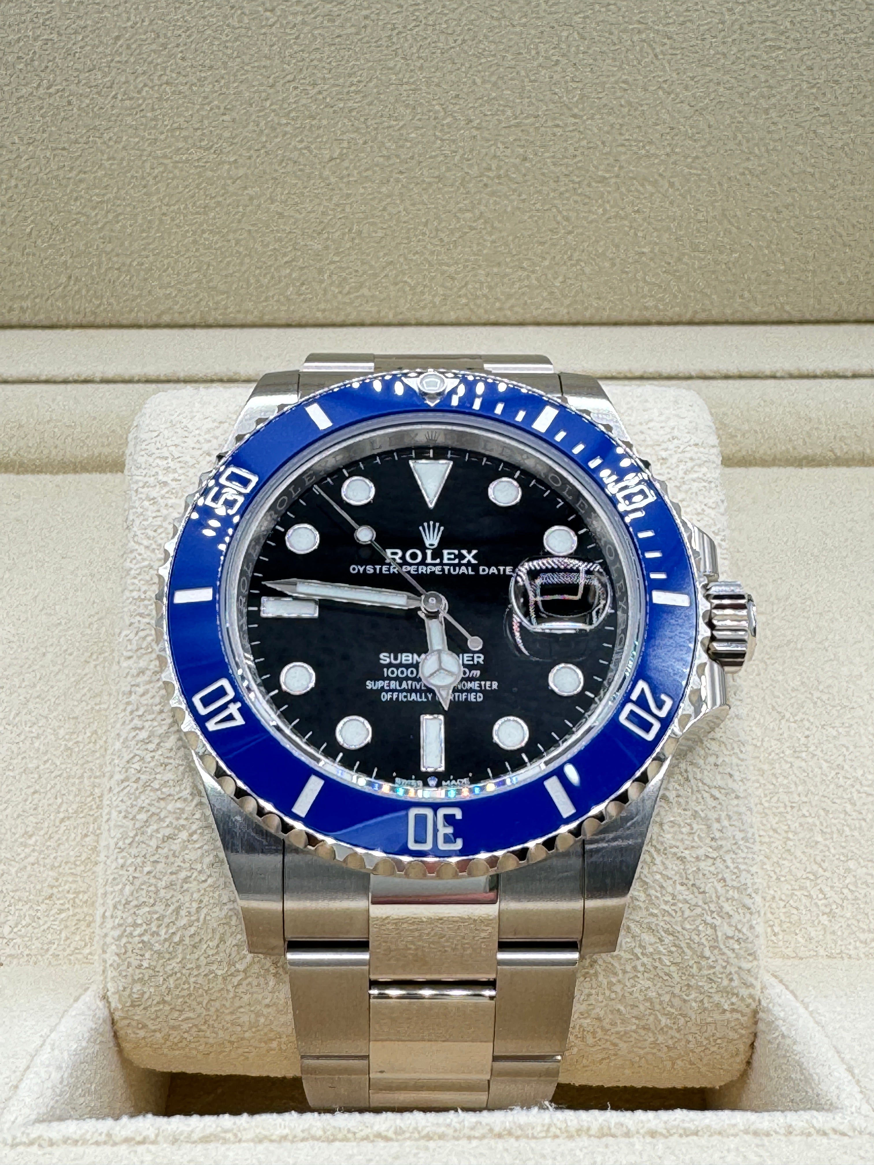 Rolex 41MM Submariner Date White Gold and Blue Ceramic Bezel and Black Dial 