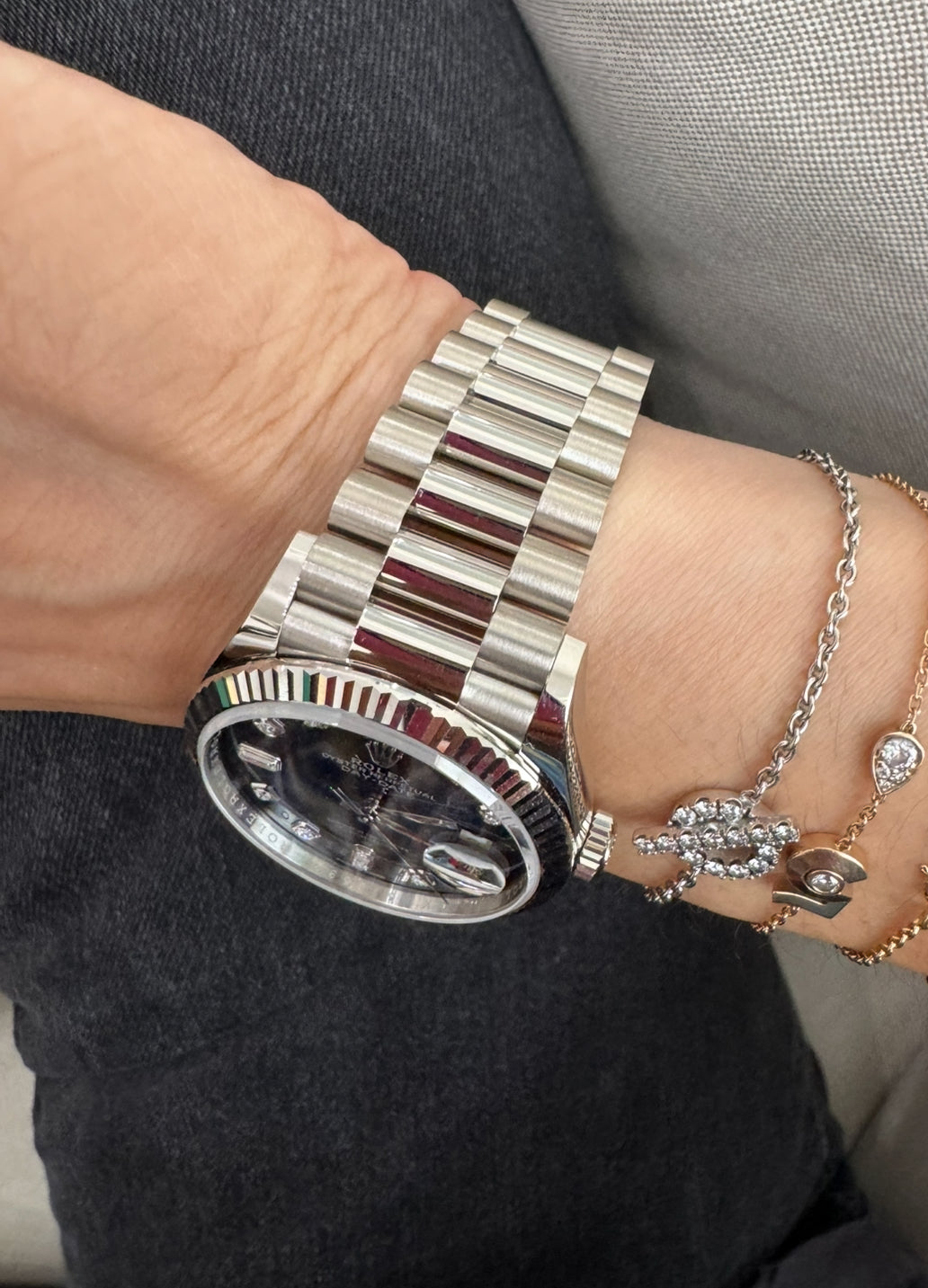 Rolex 36MM Day Date White Gold and Blue Ombre Dial with Diamonds
