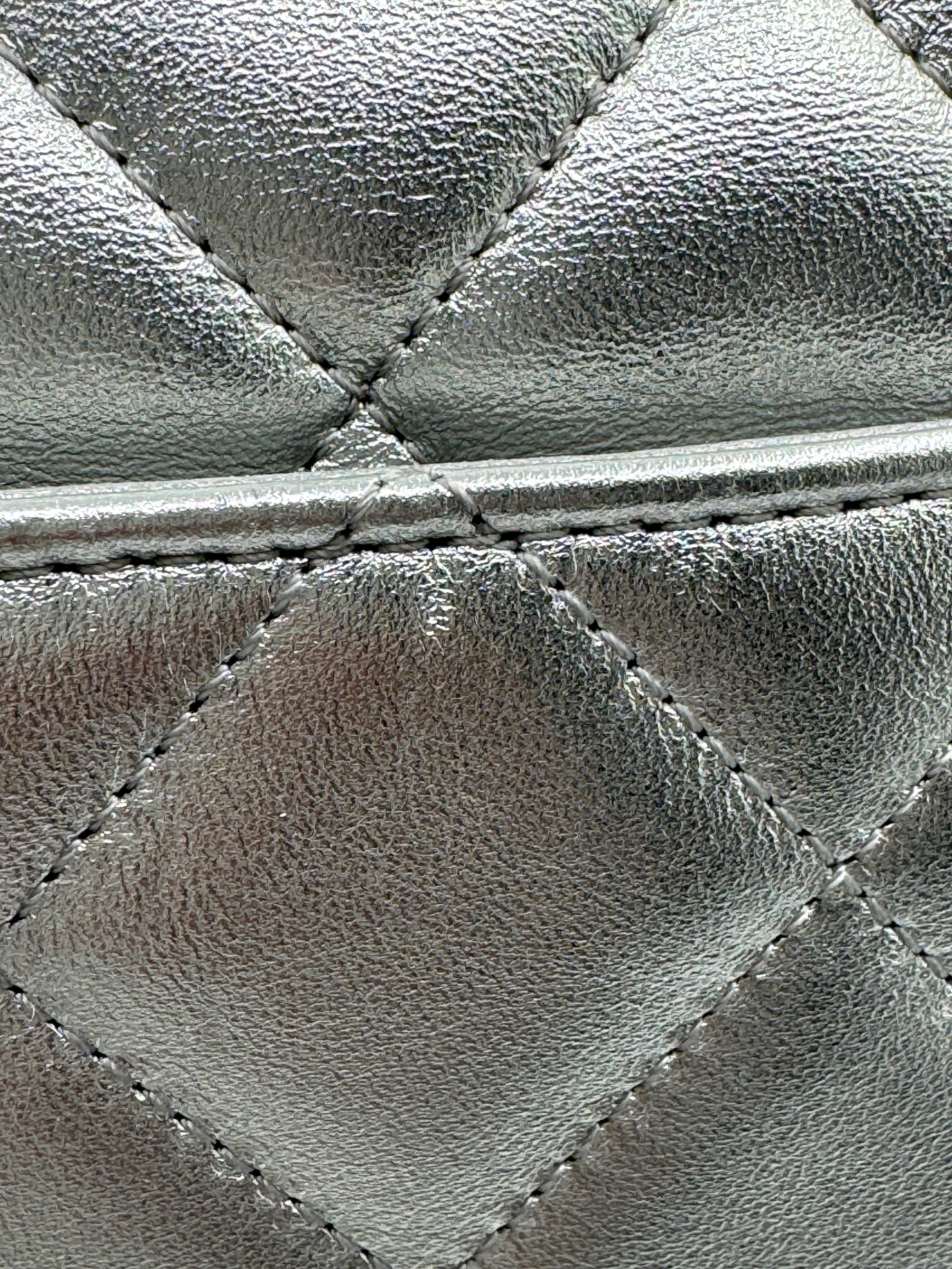 CHANEL Silver Metallic XXL Lambskin Flapbag