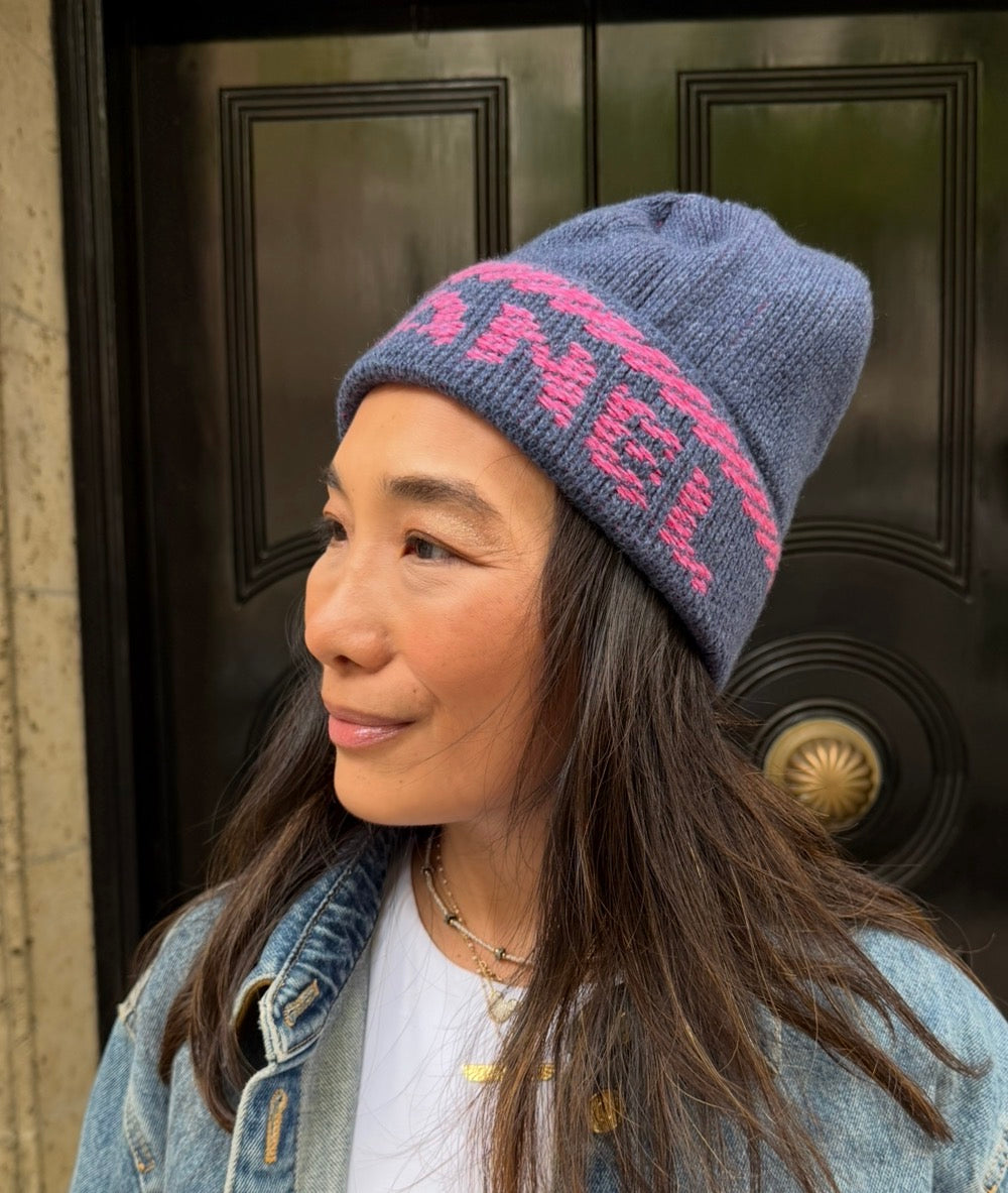 Chanel Blue and Pink Beanie