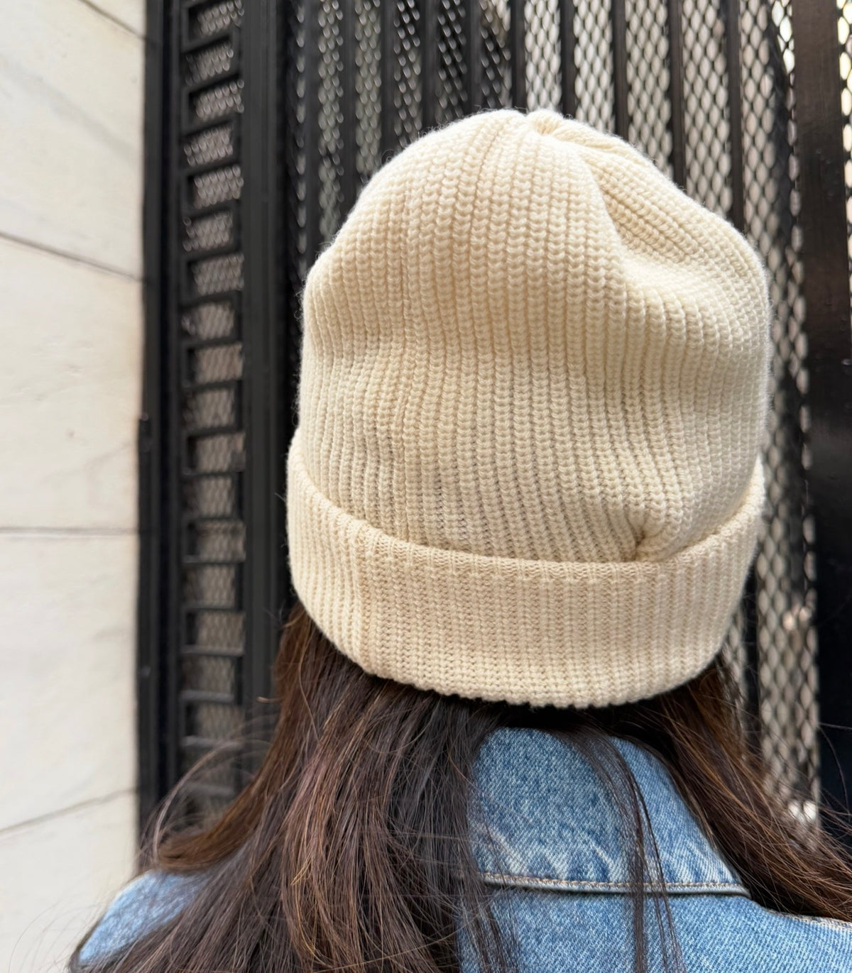 Chanel White Beanie with Black Pearls Logo