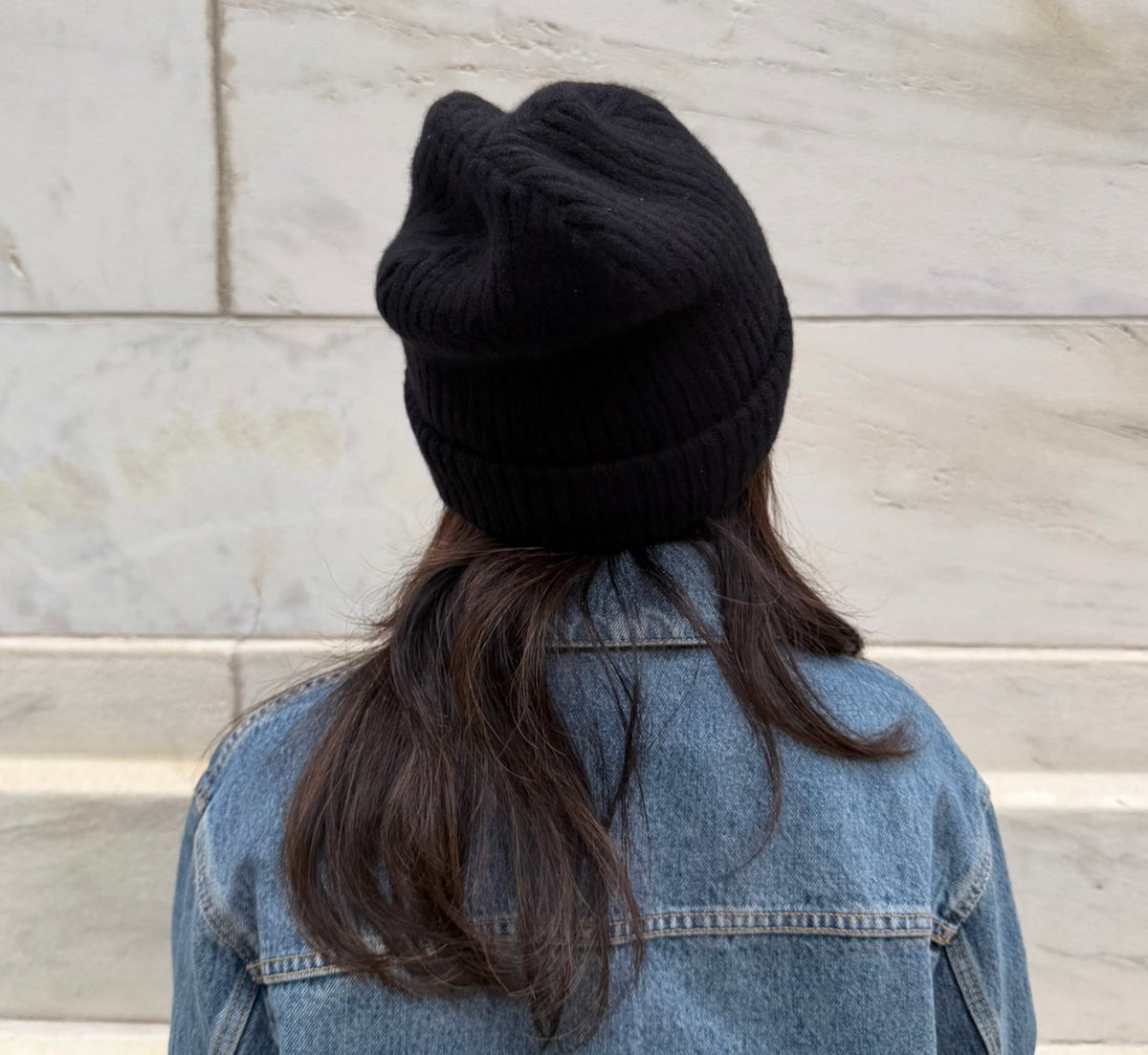 Chanel Black Beanie with White Chanel Sequins Logo