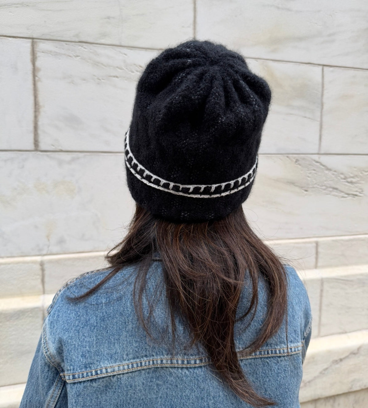 Chanel Black with White CC Logo Beanie
