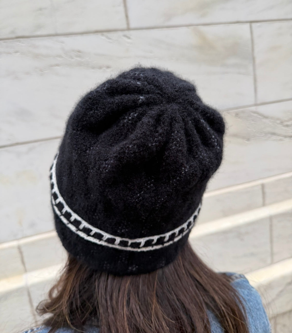 Chanel Black with White CC Logo Beanie