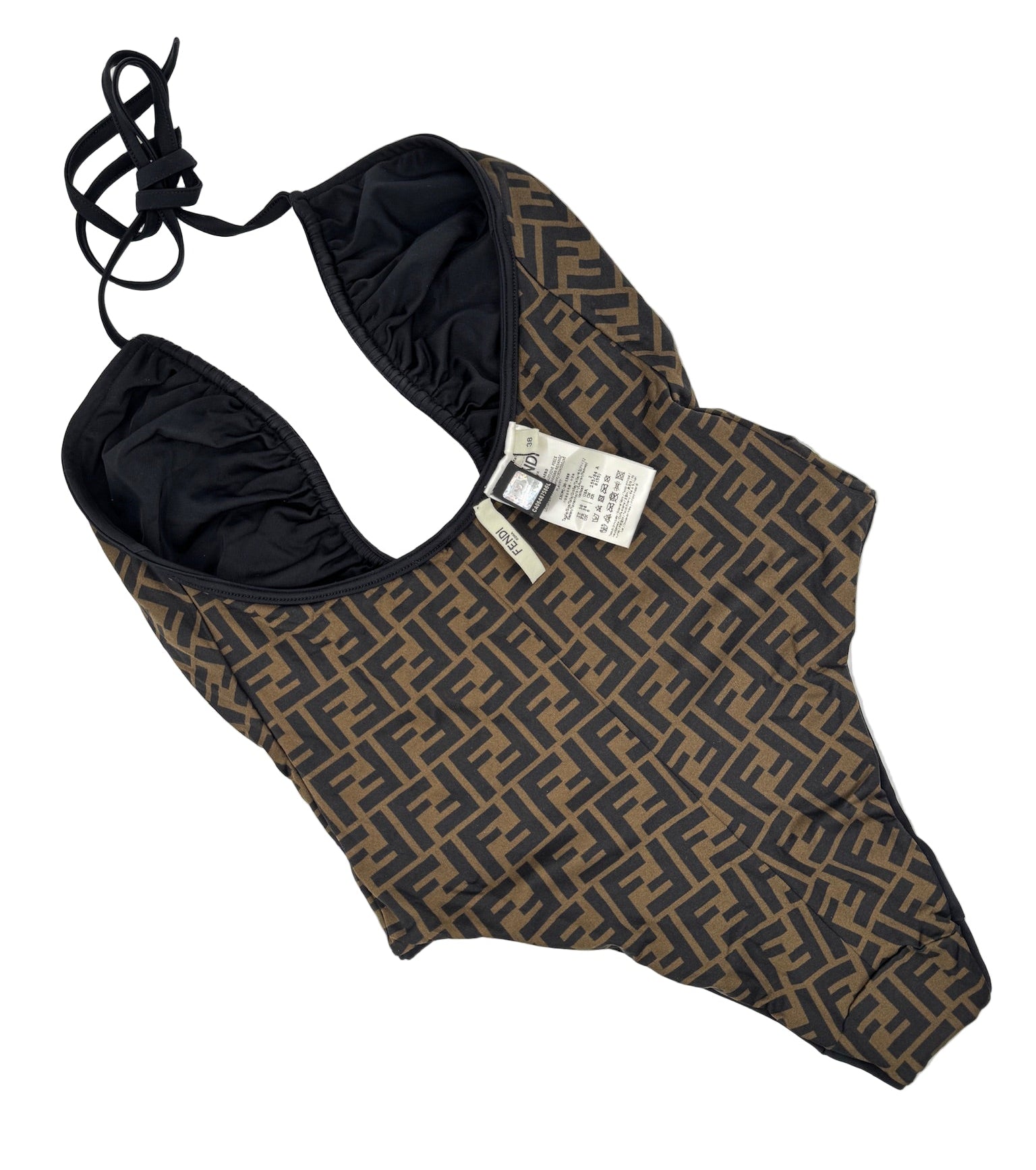 Fendi FF Logos Reversible Plunge One Piece Swimsuit