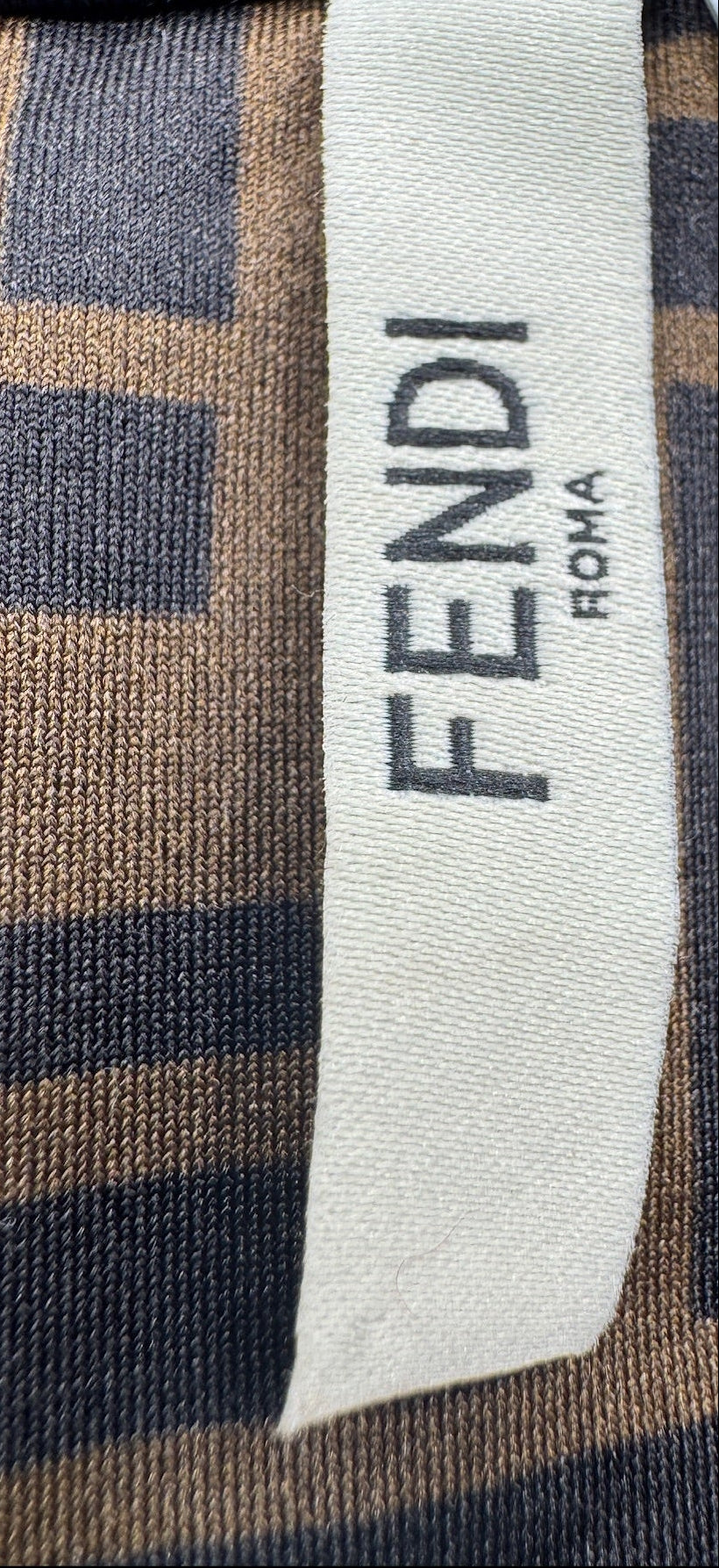 Fendi FF Logos Reversible Plunge One Piece Swimsuit
