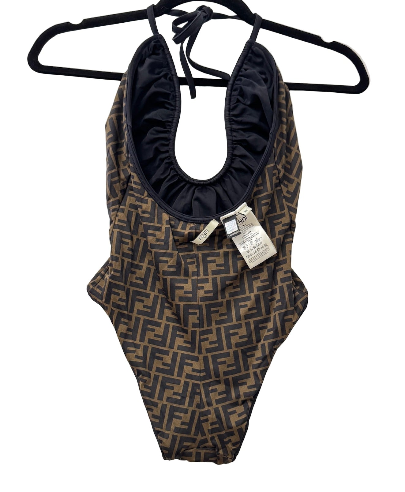 Fendi FF Logos Reversible Plunge One Piece Swimsuit