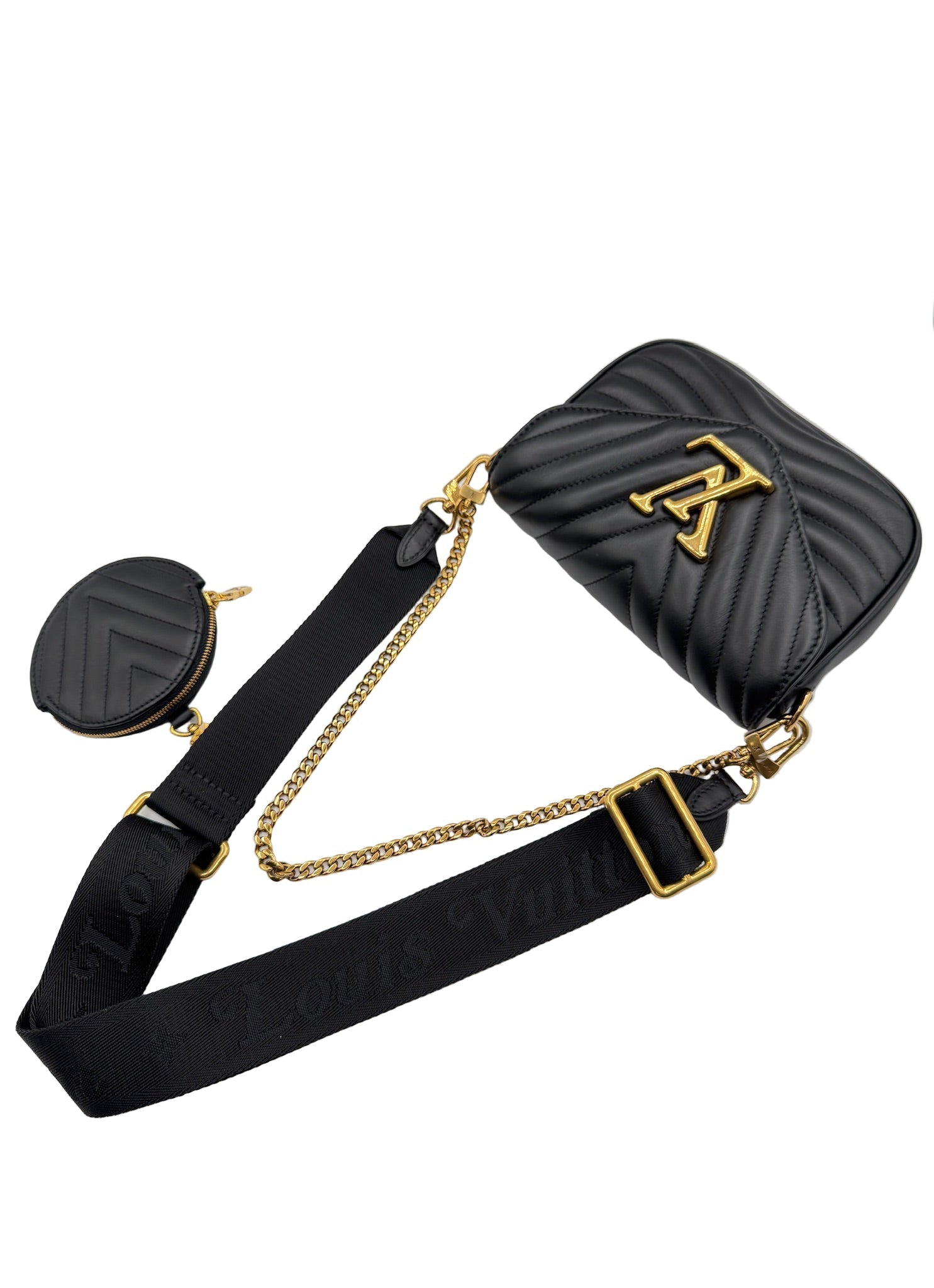 Louis Vuitton Black Leather New Wave Multi Pochette