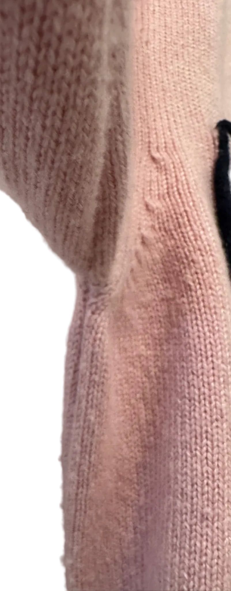 Chanel Cashmere Baby Pink with Navy Blue Belted Cardigan