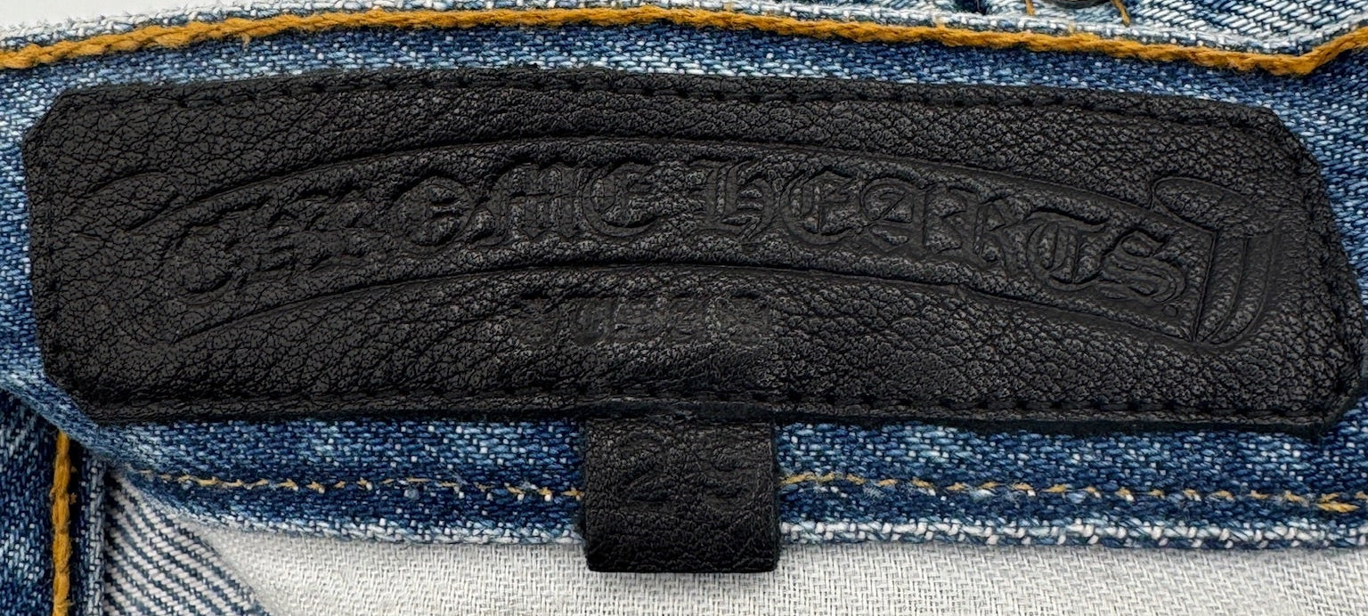 Chrome Hearts x Levi's Light Blue Jeans Gray White Camo Print Cross Leather Patch