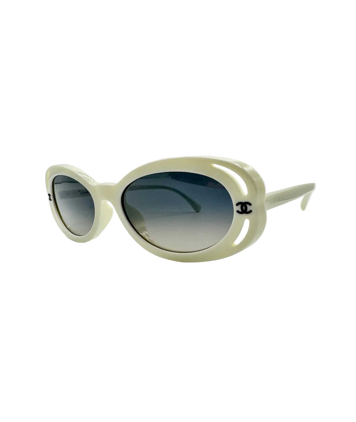 Chanel White Oval Sunglasses