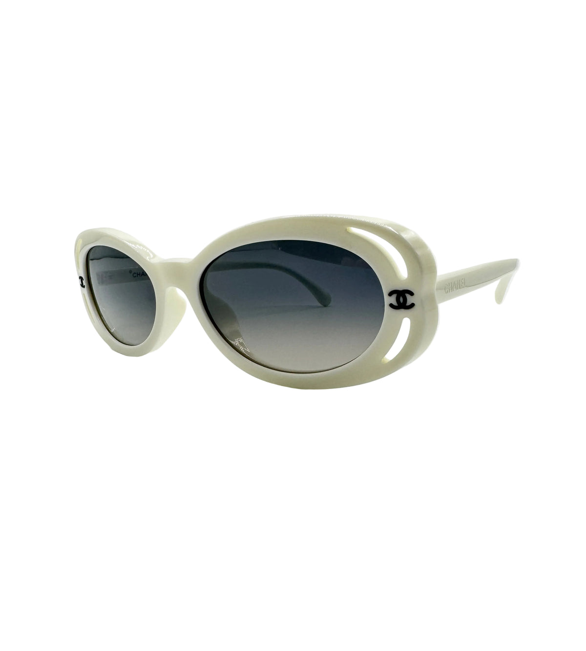 Chanel White Oval Sunglasses