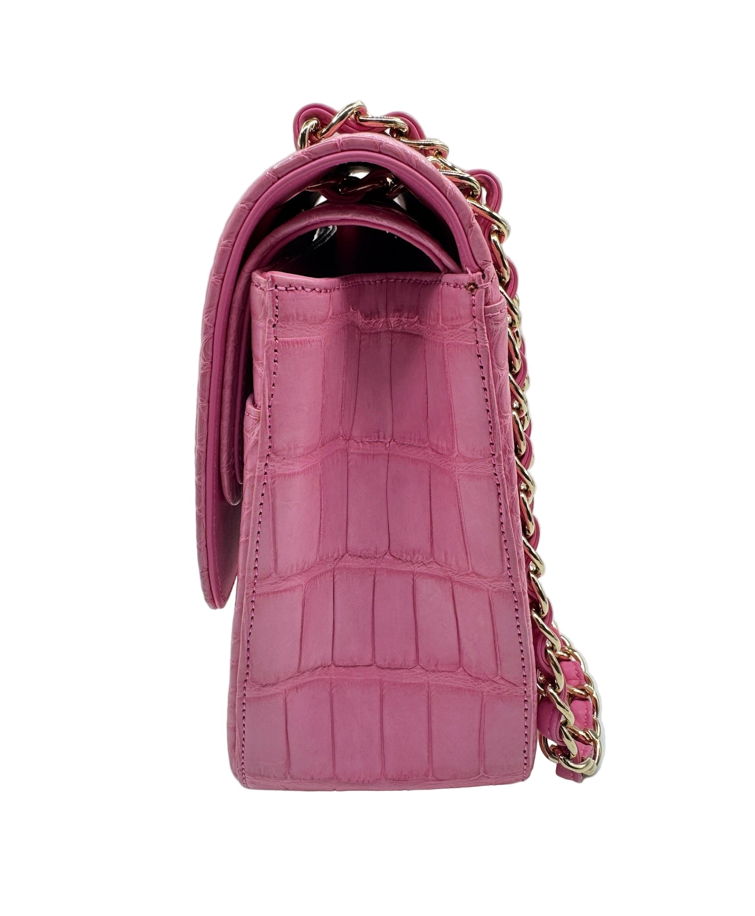 Chanel Pink Ombre Alligator Large Classic Double Flapbag