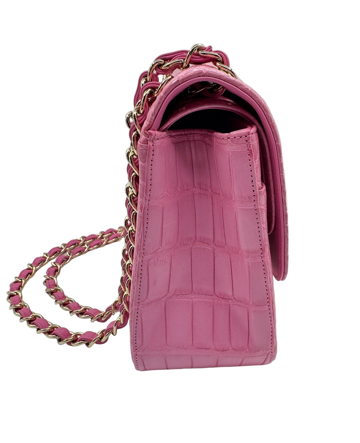 Chanel Pink Ombre Alligator Large Classic Double Flapbag