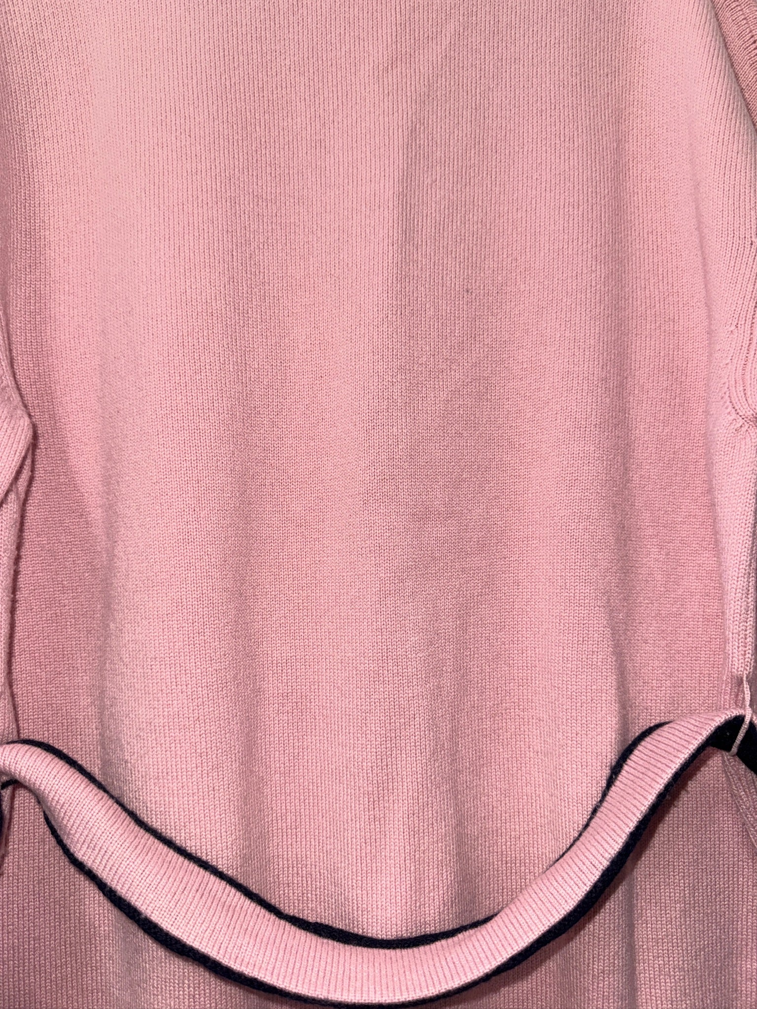 Chanel Cashmere Baby Pink with Navy Blue Belted Cardigan