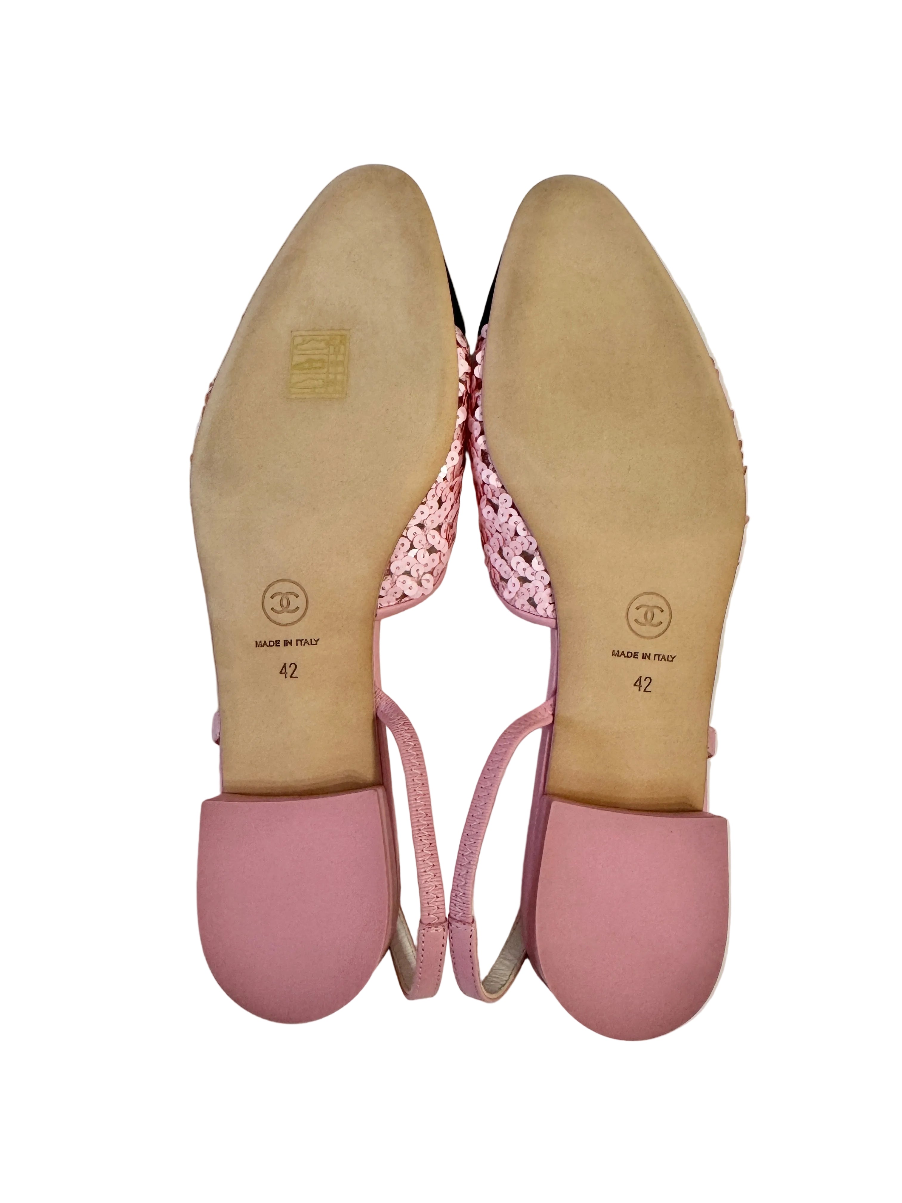 Chanel Pink Sequins Slingback Flats