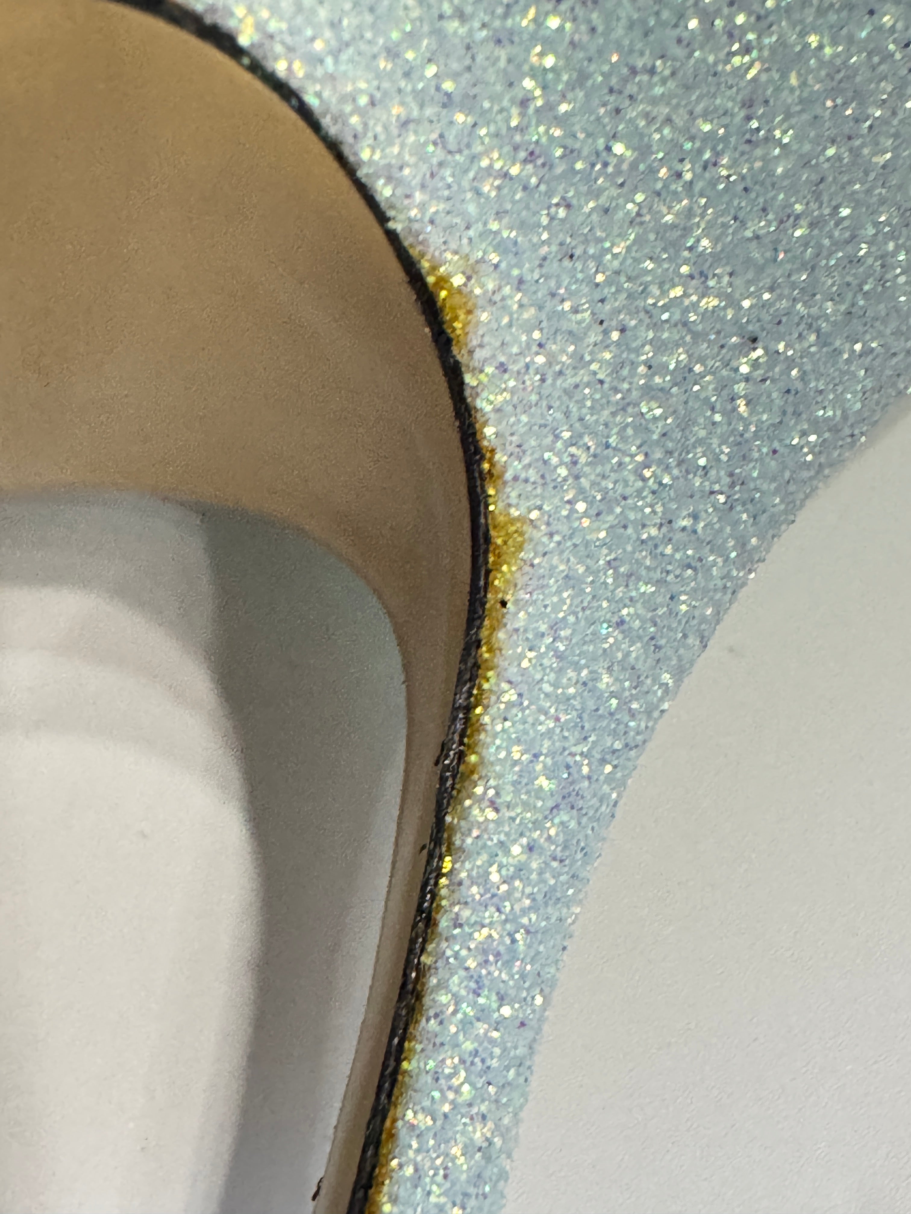 Mach and Mach Baby Blue Glitter Bow Heels