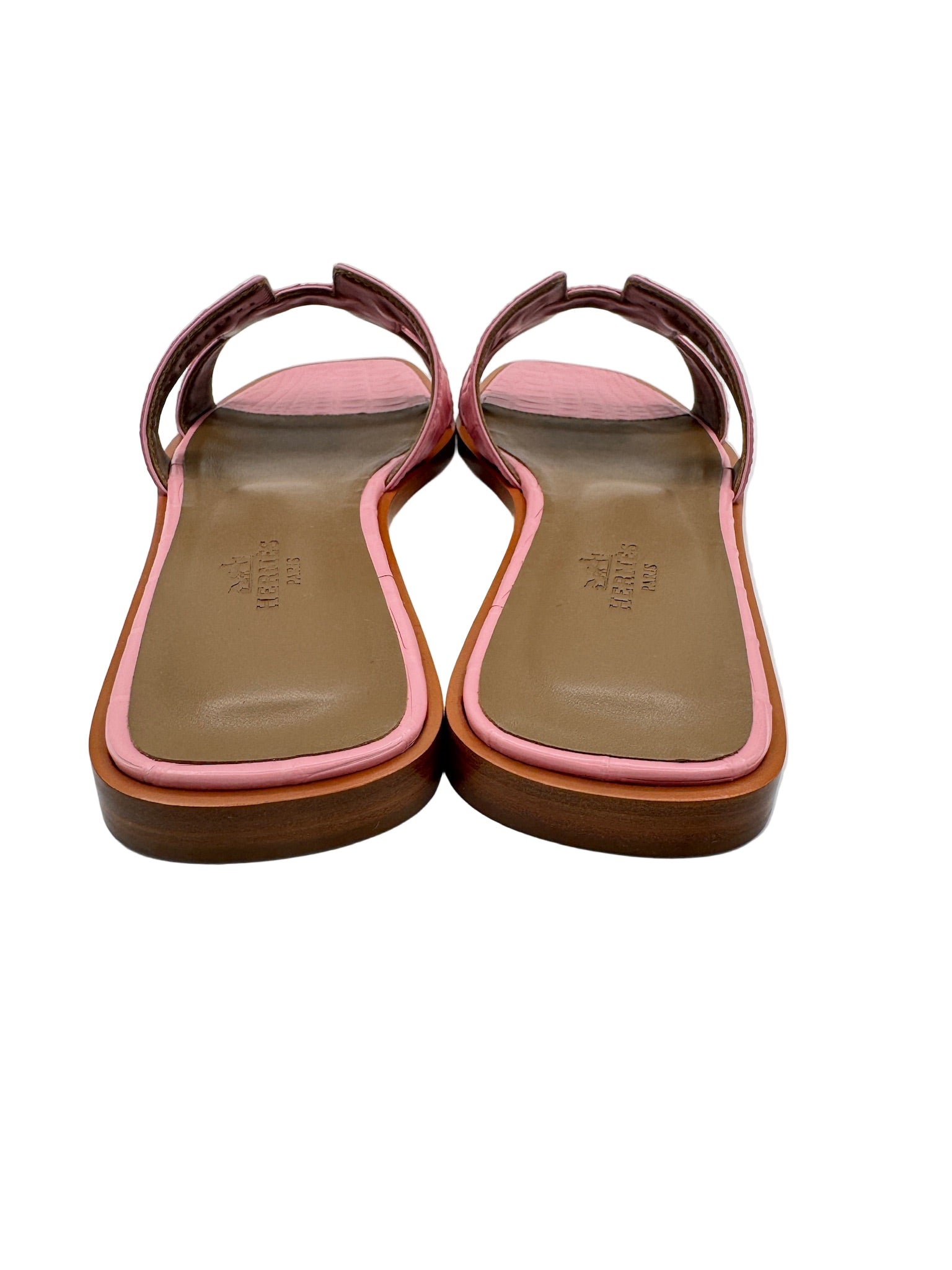 Hermès Bubblegum Pink Matte Alligator Oran Sandals