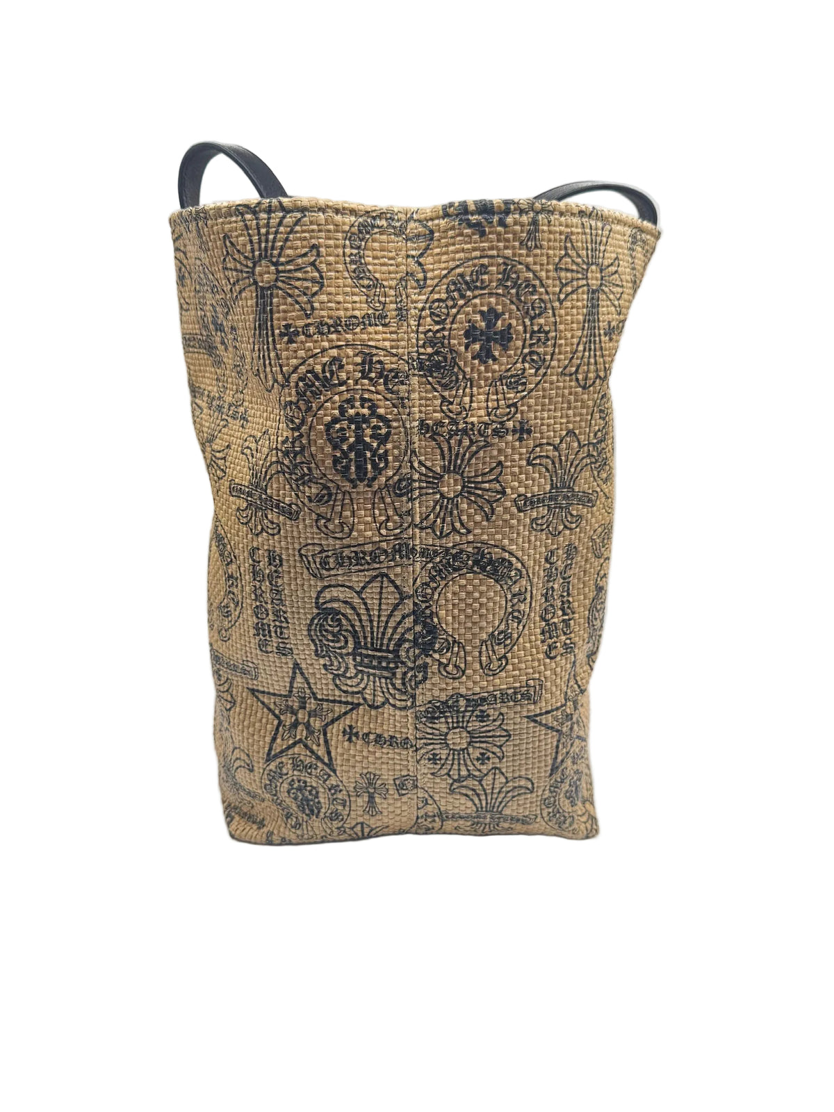 Chrome Hearts Beige and Black Raffia Tote Bag