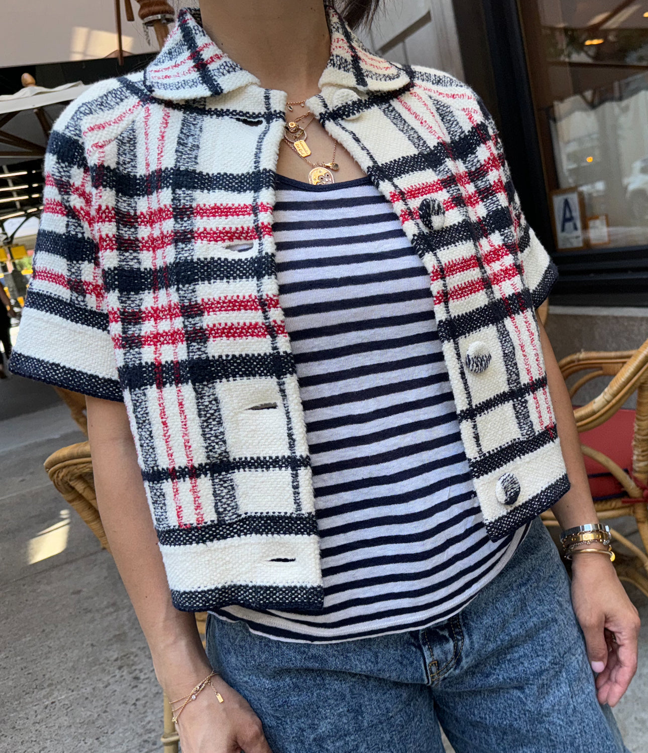 Dior White Red and Black Short Sleeve Jacket