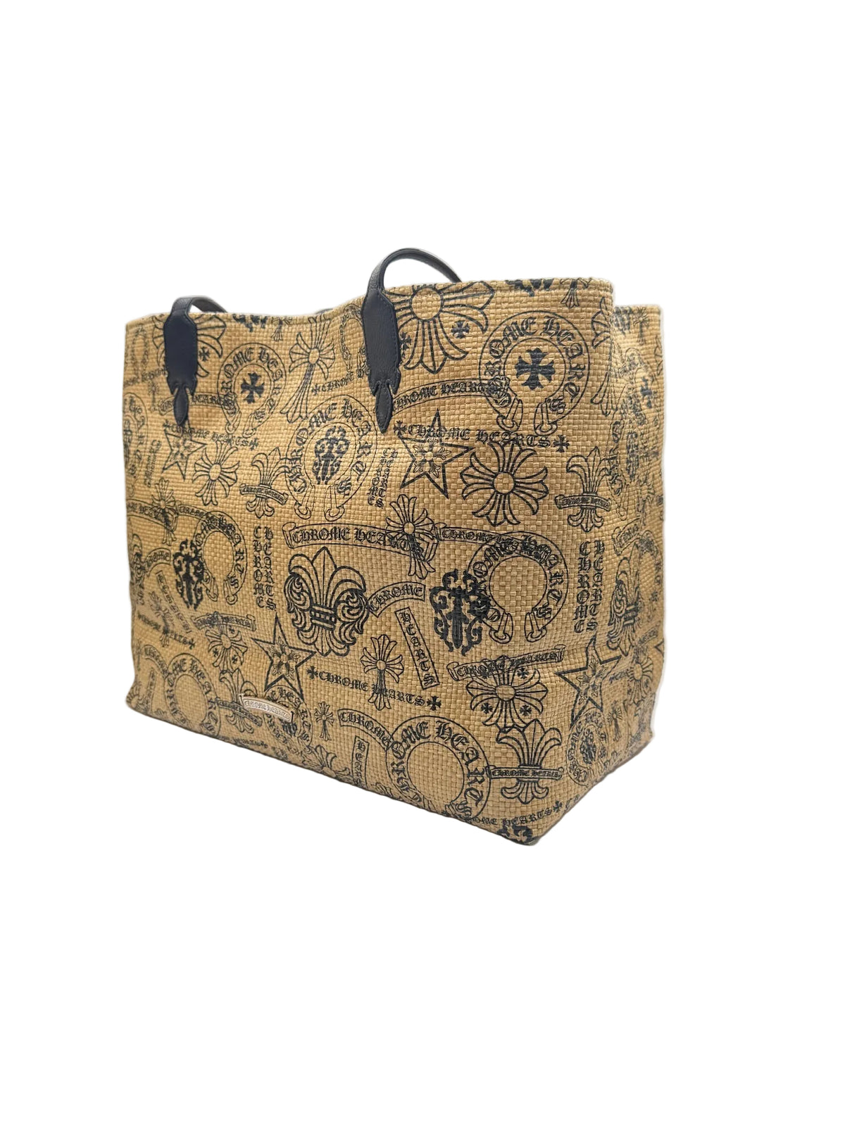 Chrome Hearts Beige and Black Raffia Tote Bag