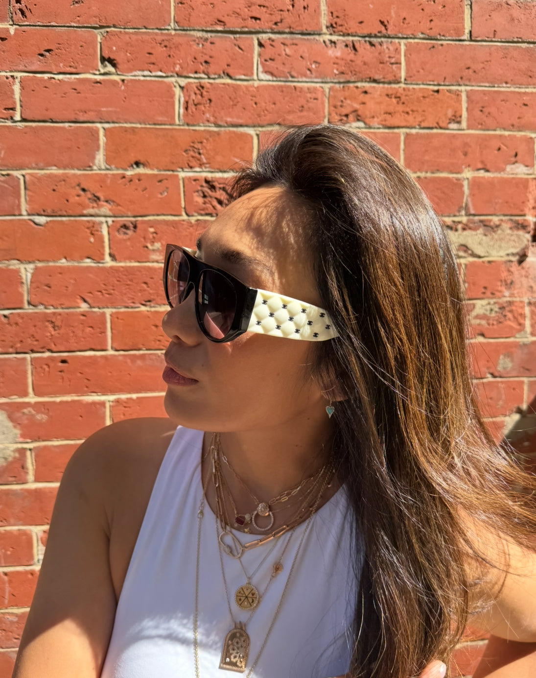 Chanel Black and White Quilted Sunglasses