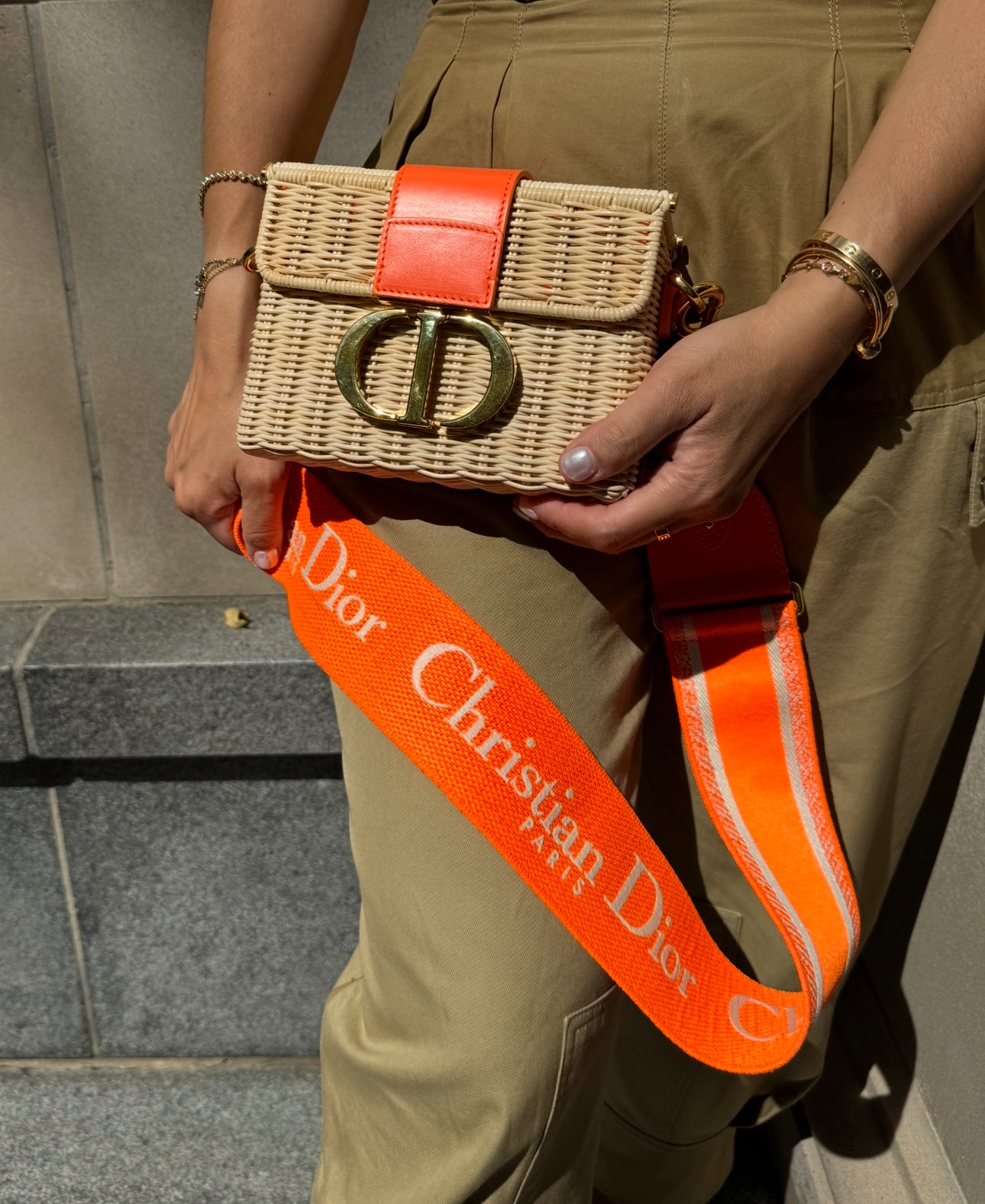 Dior Orange Wicker 30 Montaigne Bag