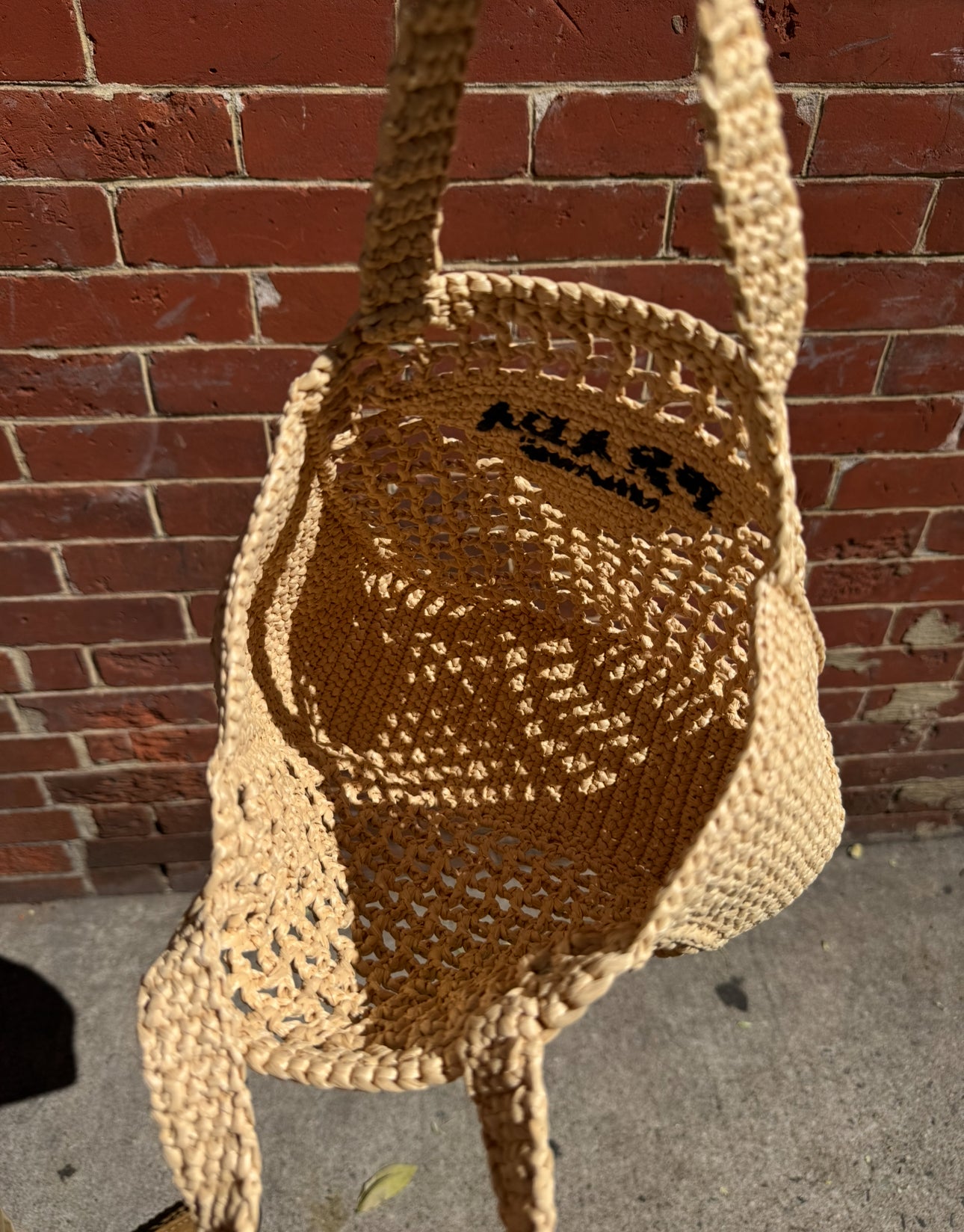 Prada Tan Raffia Crochet Small Tote bag
