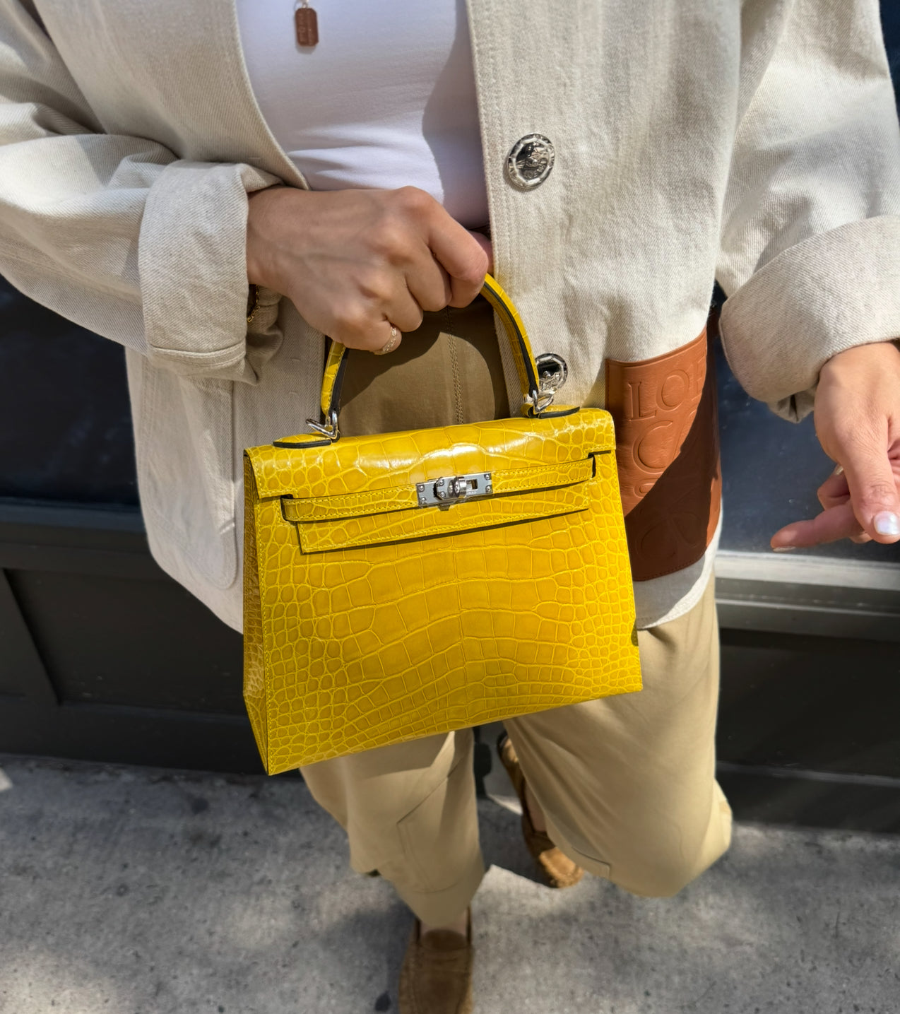 Hermès Kelly 25 Mimosa Yellow Alligator Palladium Hardware