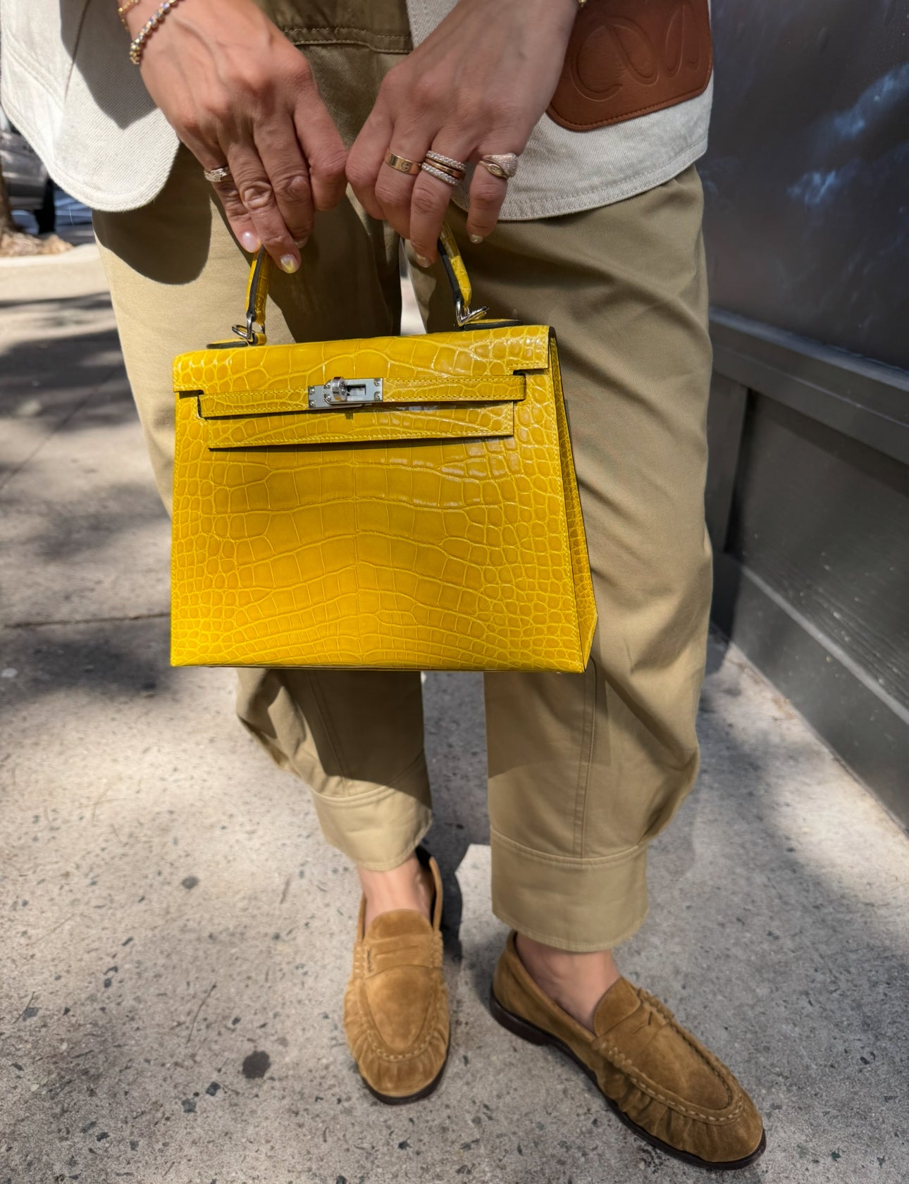 Hermès Kelly 25 Mimosa Yellow Alligator Palladium Hardware