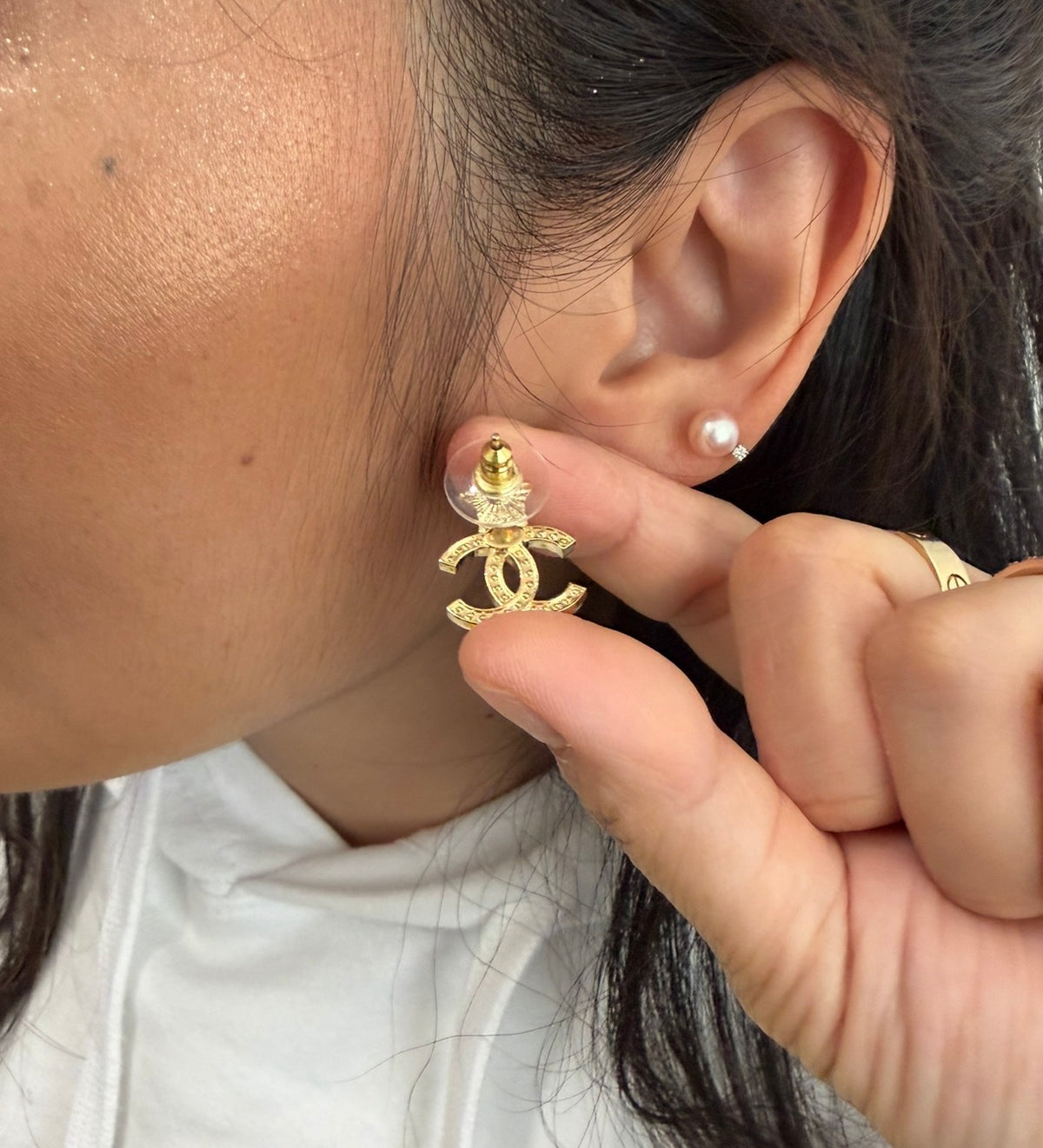 CHANEL Gold Star and CC Stud Earrings