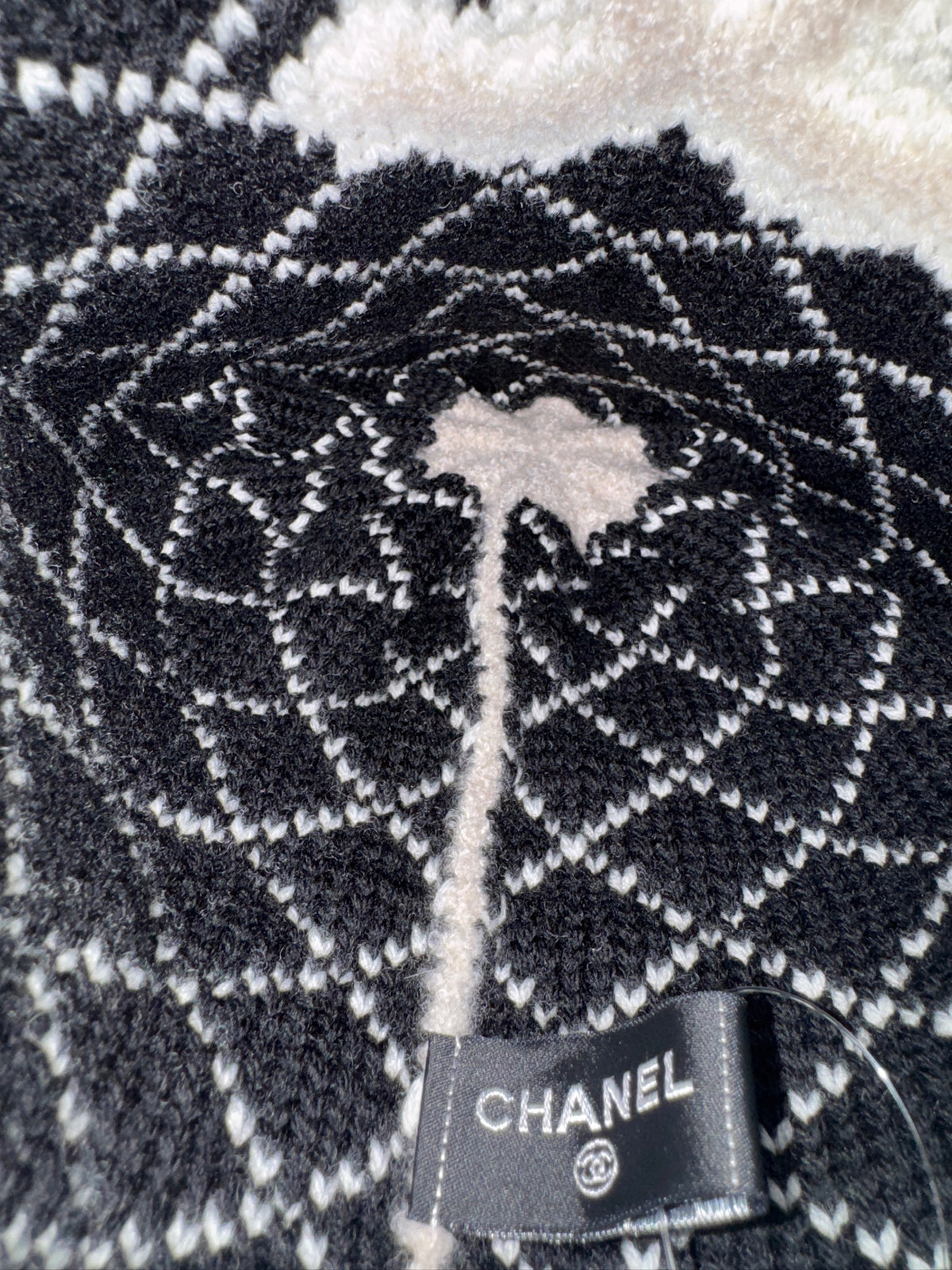 Chanel Beige Beanie with Black CC Logo