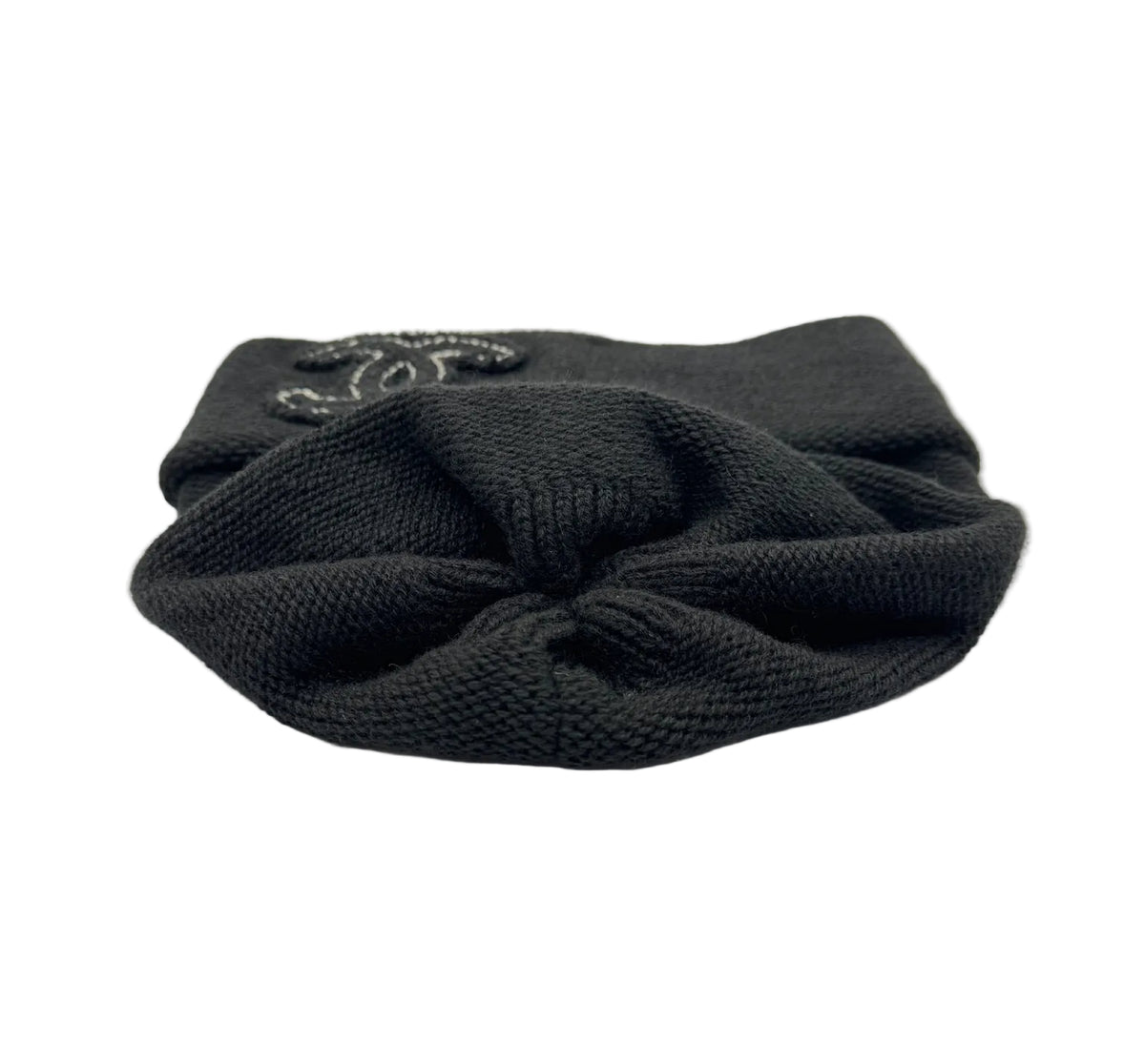 Chanel Black Beanie with White CC Logo