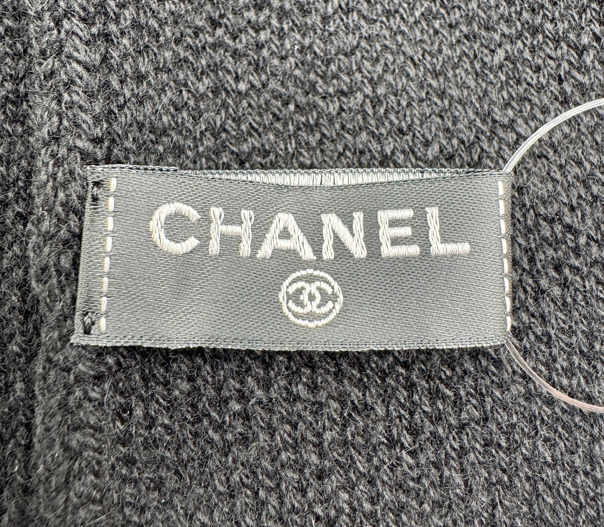 Chanel Black Beanie with White CC Logo