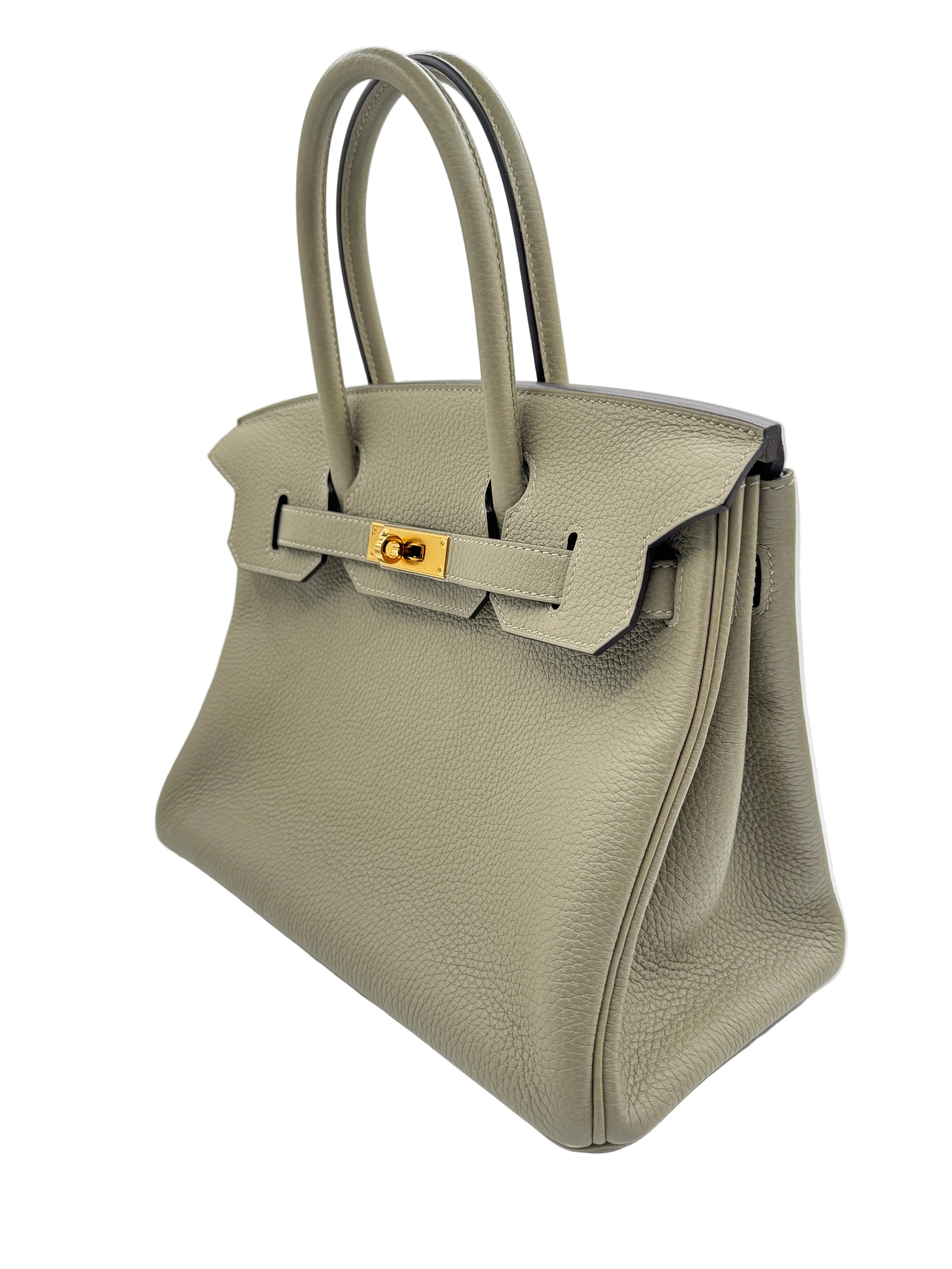 Hermès Birkin 30 Sauge Clemence Leather with Gold Hardware