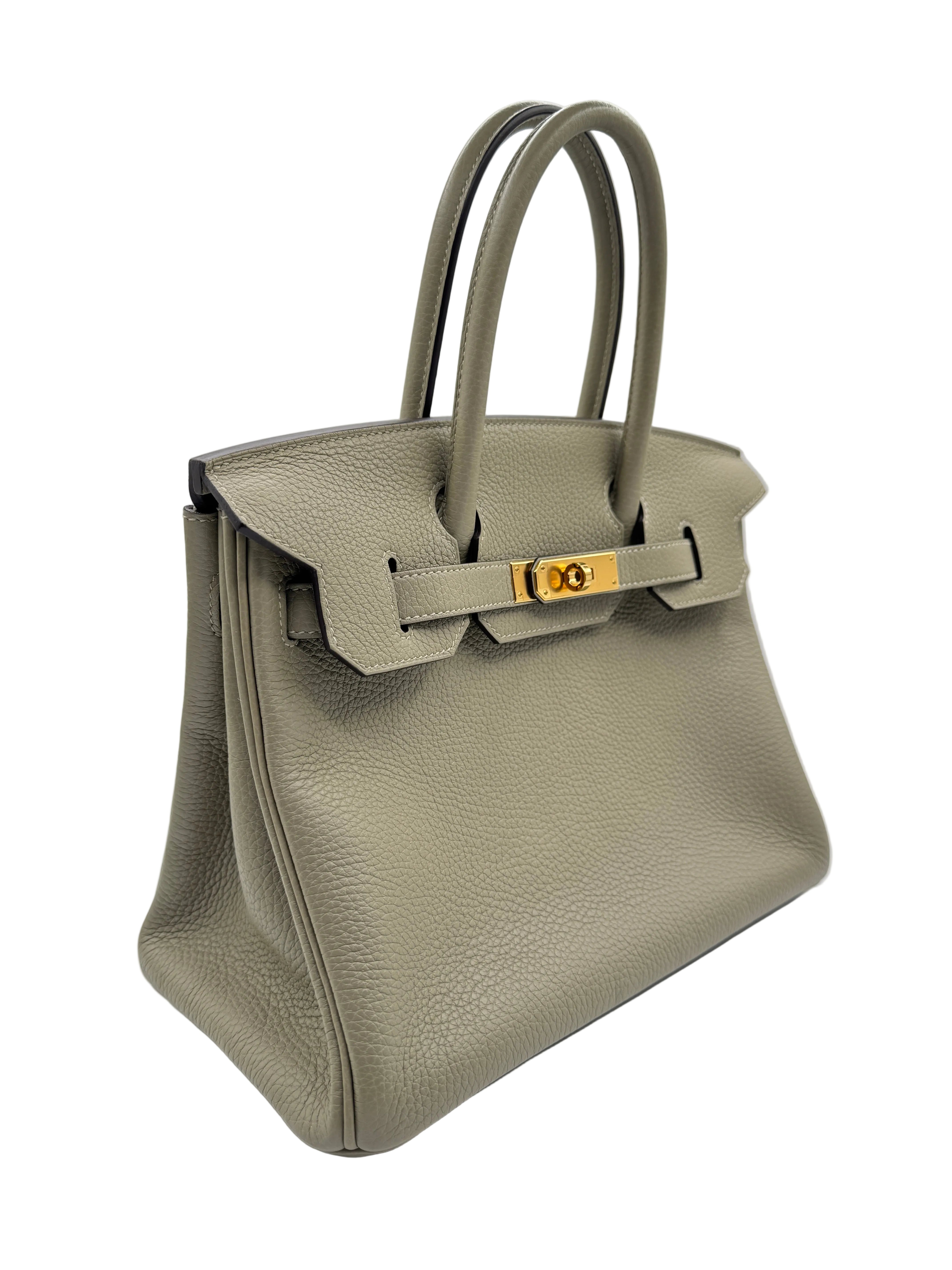 Hermès Birkin 30 Sauge Clemence Leather with Gold Hardware
