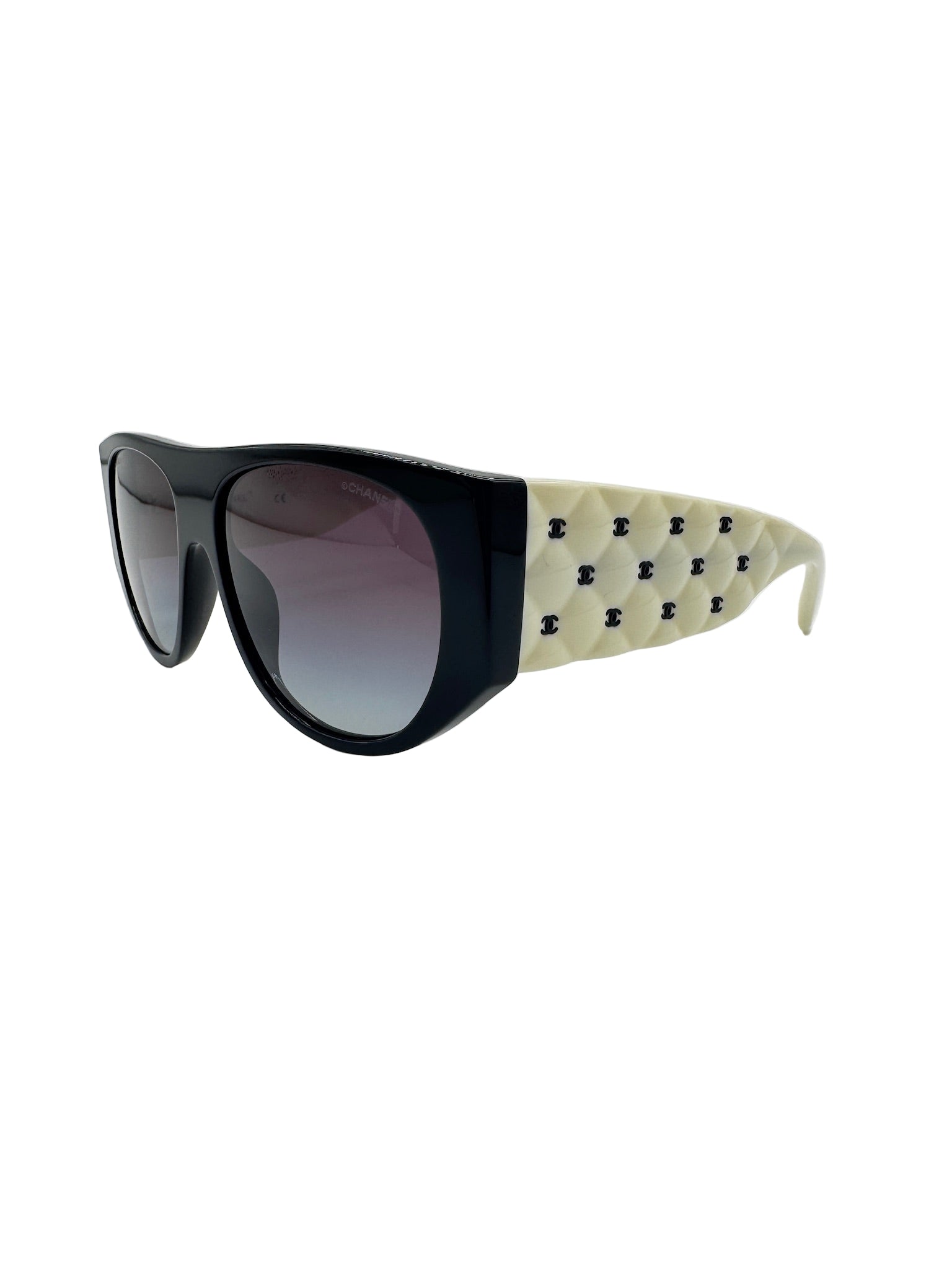 Chanel Black and White Quilted Sunglasses