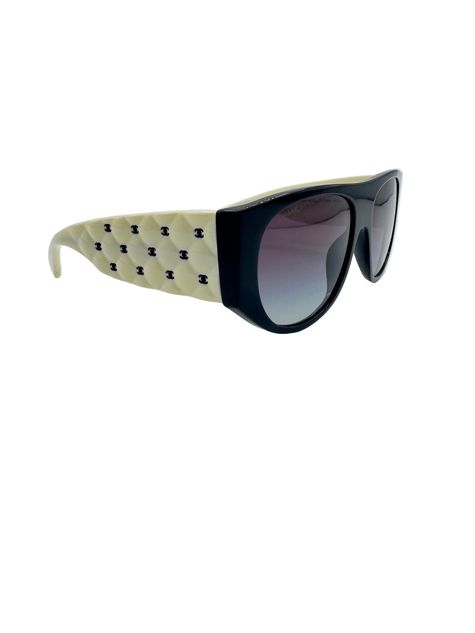 Chanel Black and White Quilted Sunglasses