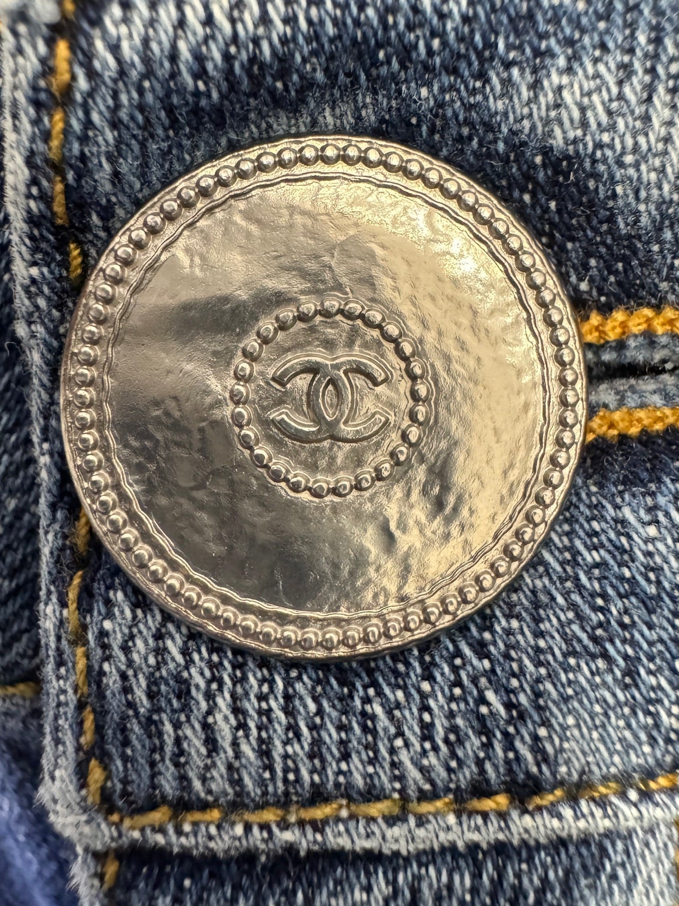 Chanel Blue Denim Skinny Jeans With CC Logos