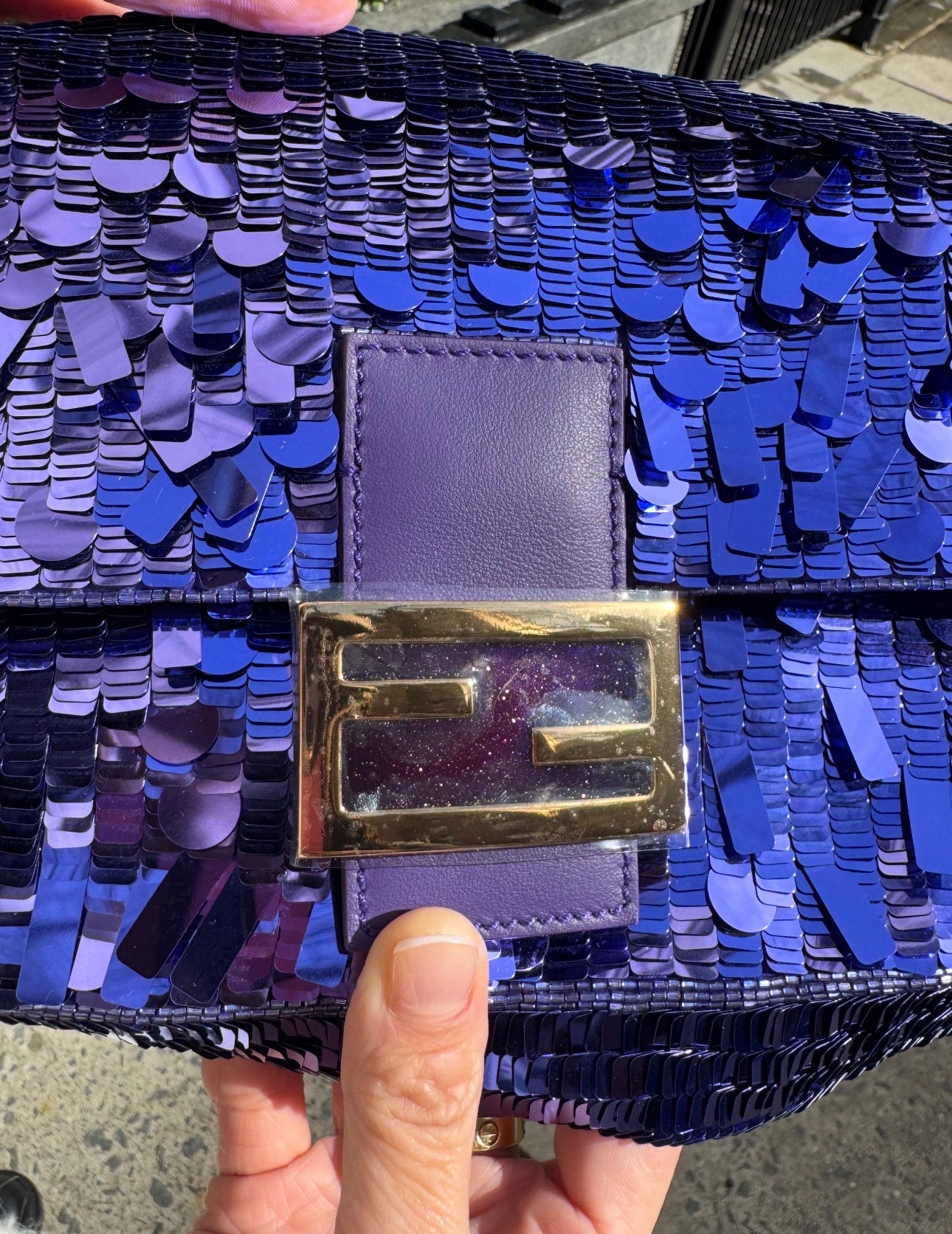 Fendi Purple Sequin Baguette