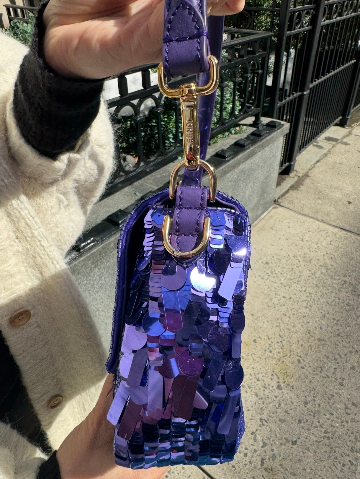 Fendi Purple Sequin Baguette