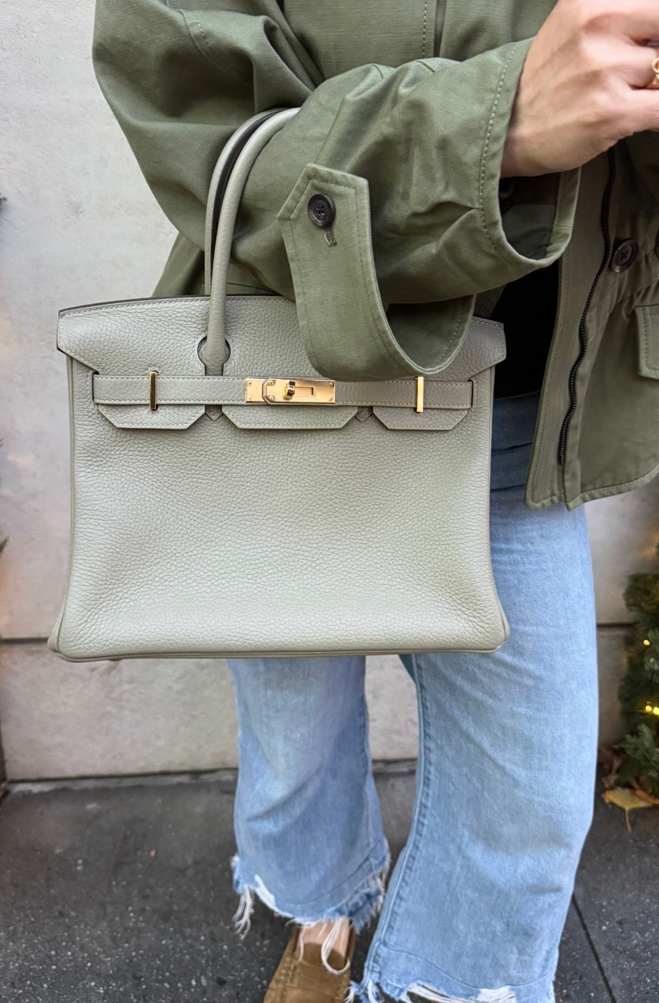 Hermès Birkin 30 Sauge Clemence Leather with Gold Hardware