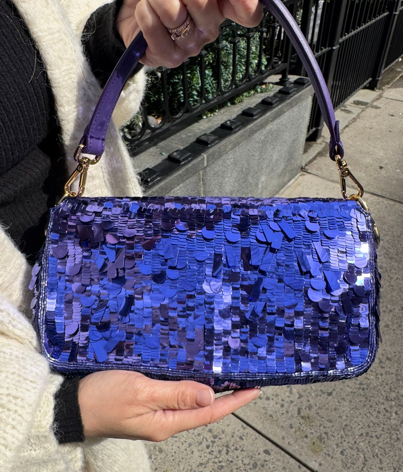 Fendi Purple Sequin Baguette