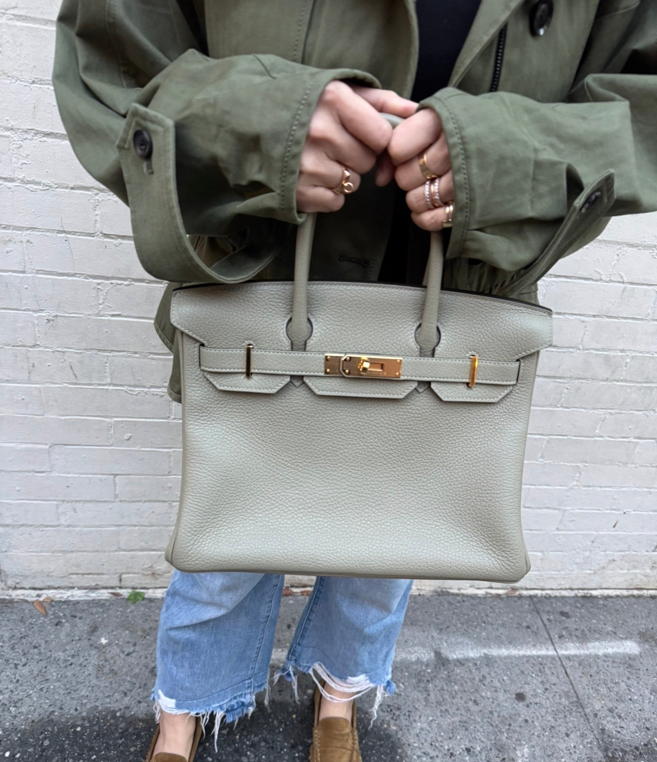 Hermès Birkin 30 Sauge Clemence Leather with Gold Hardware